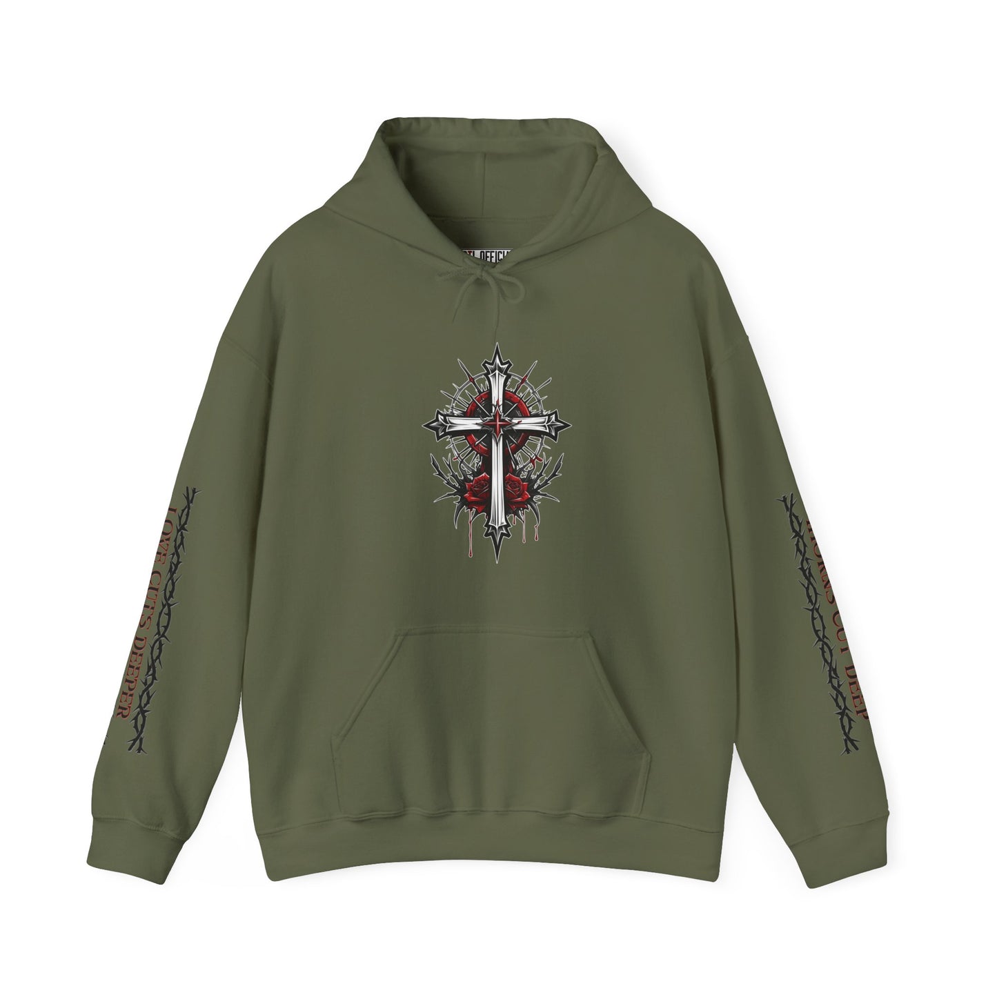 Thorned Redemption With Powerful Sleeve Message Unisex Heavy Blend™ Hooded Sweatshirt