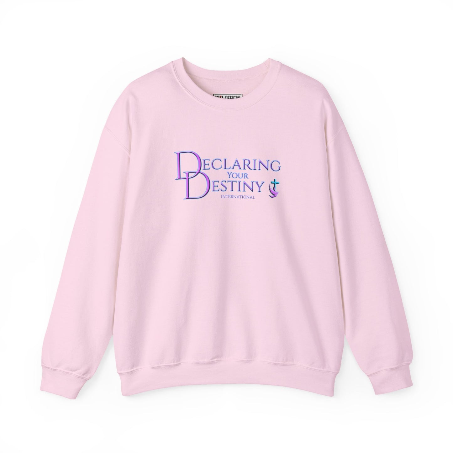 Declaring Your Destiny Purple & Teal logo/ Ephesians 3:20 Unisex Heavy Blend™ Crewneck Sweatshirt