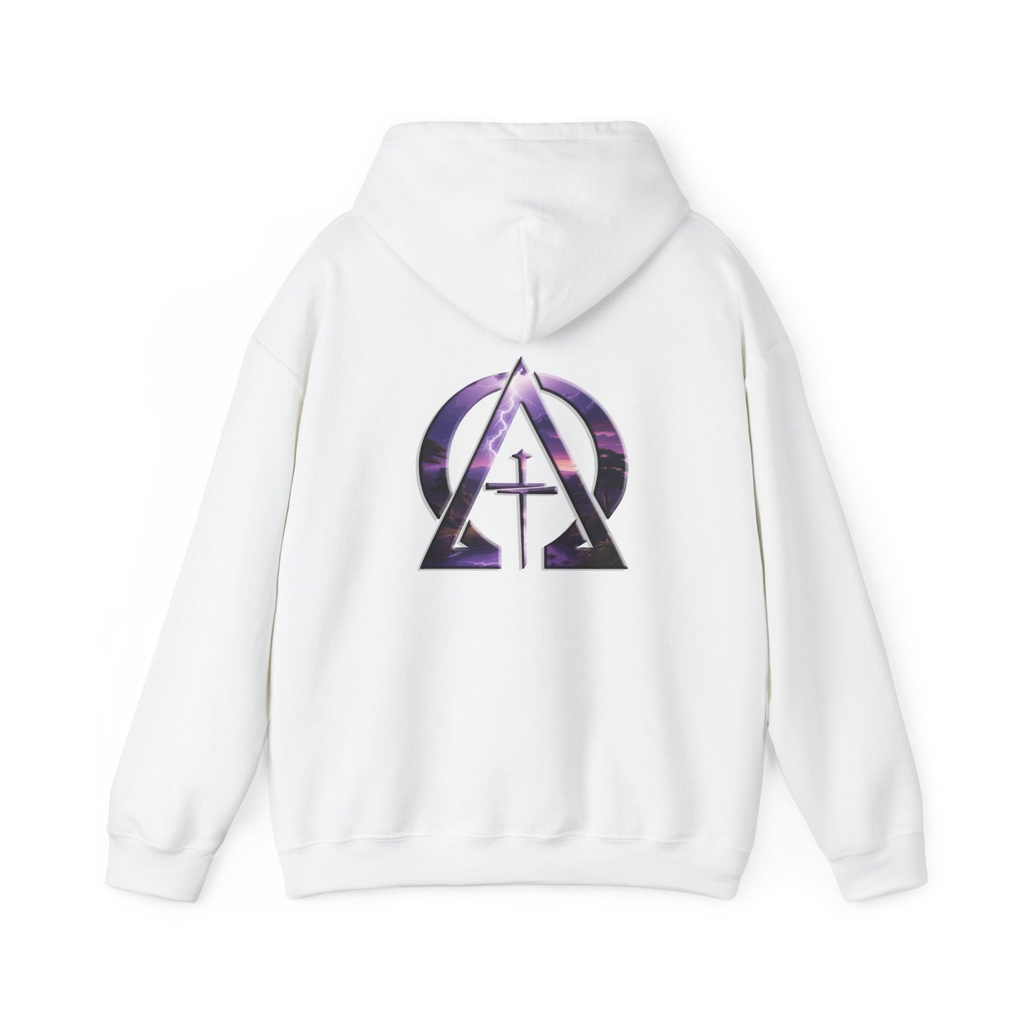 Declaring Your Destiny Purple-Teal logo/ Alpha & Omega Purple Lightning Unisex Heavy Blend™ Hooded Sweatshirt