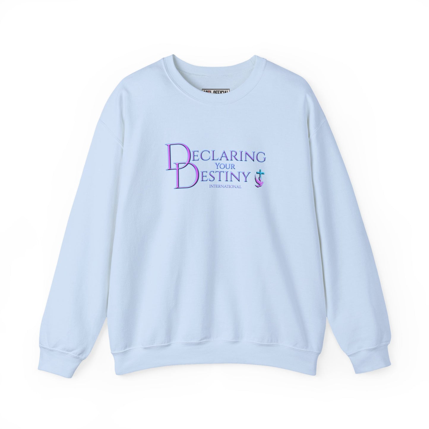 Declaring Your Destiny Purple & Teal logo/ Ephesians 3:20 Unisex Heavy Blend™ Crewneck Sweatshirt