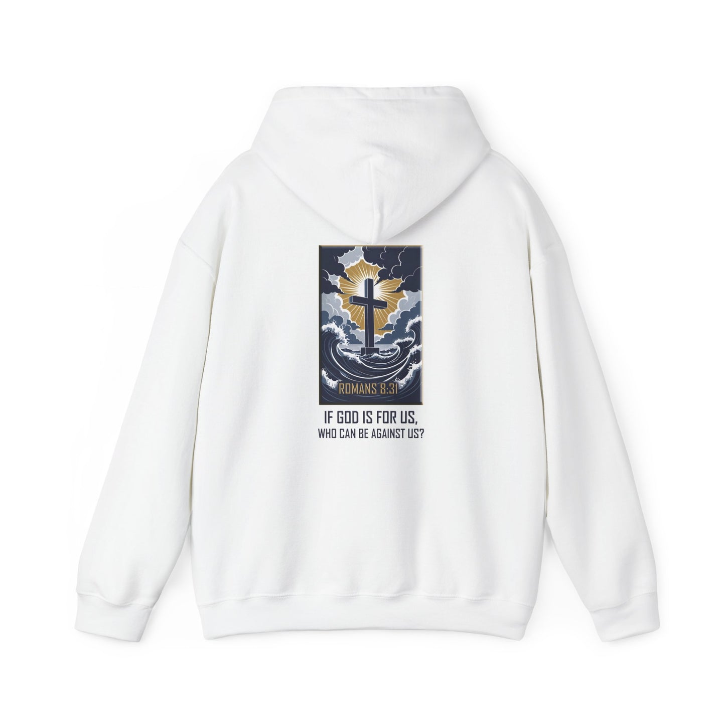 Declaring Your Destiny Blue & Gold logo/ Romans 8:31 Unisex Heavy Blend™ Hooded Sweatshirt