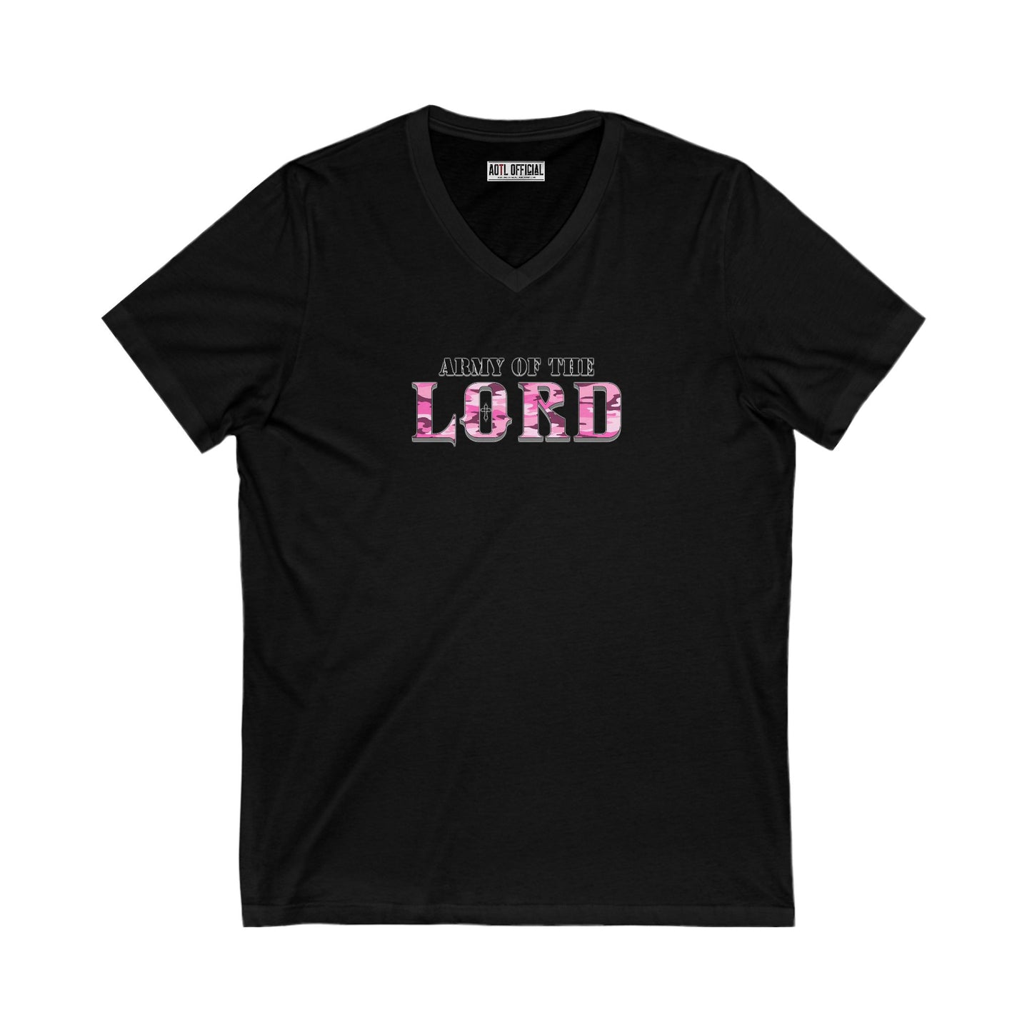 V-Neck Tee, Pink Camo Army Of the Lord