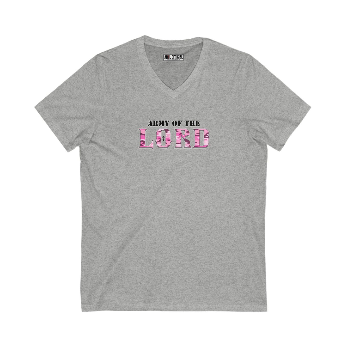 V-Neck Tee, Pink Camo Army Of the Lord