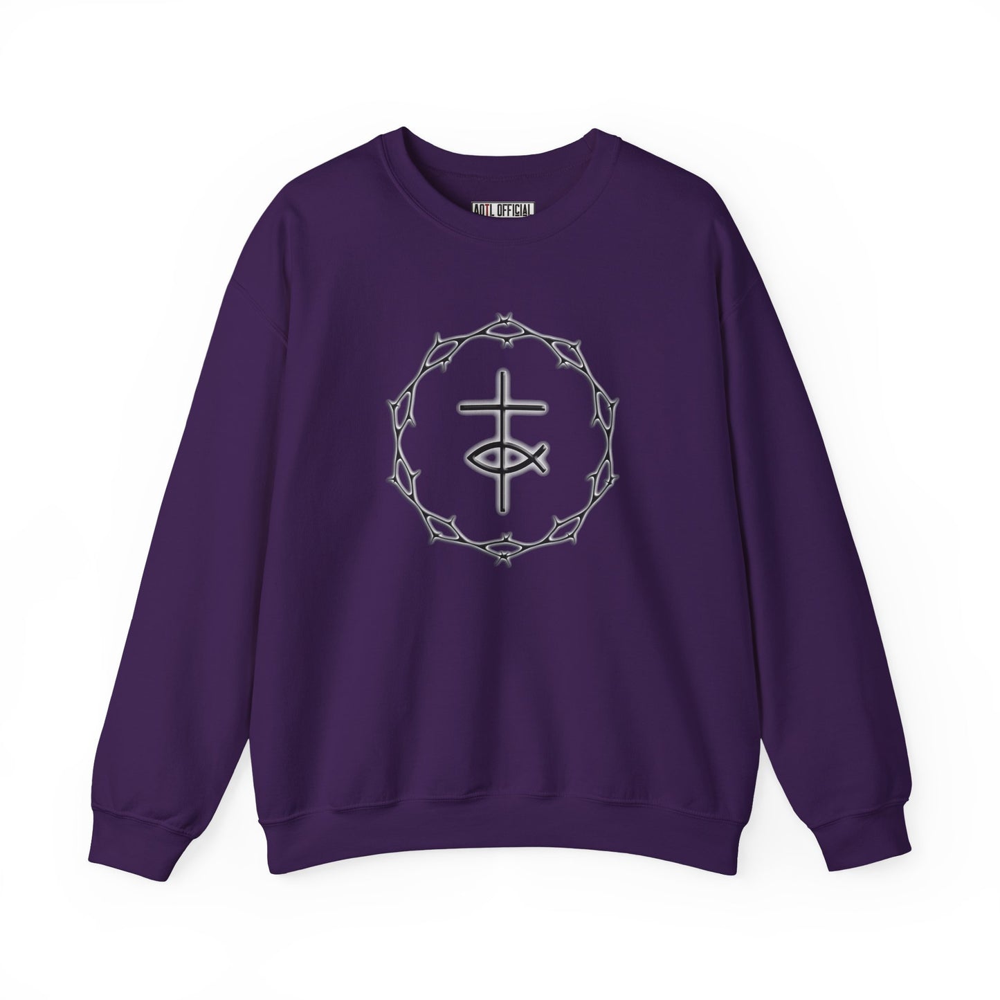 Circle of Thorns, Cross & Fish Unisex Heavy Blend™ Crewneck Sweatshirt