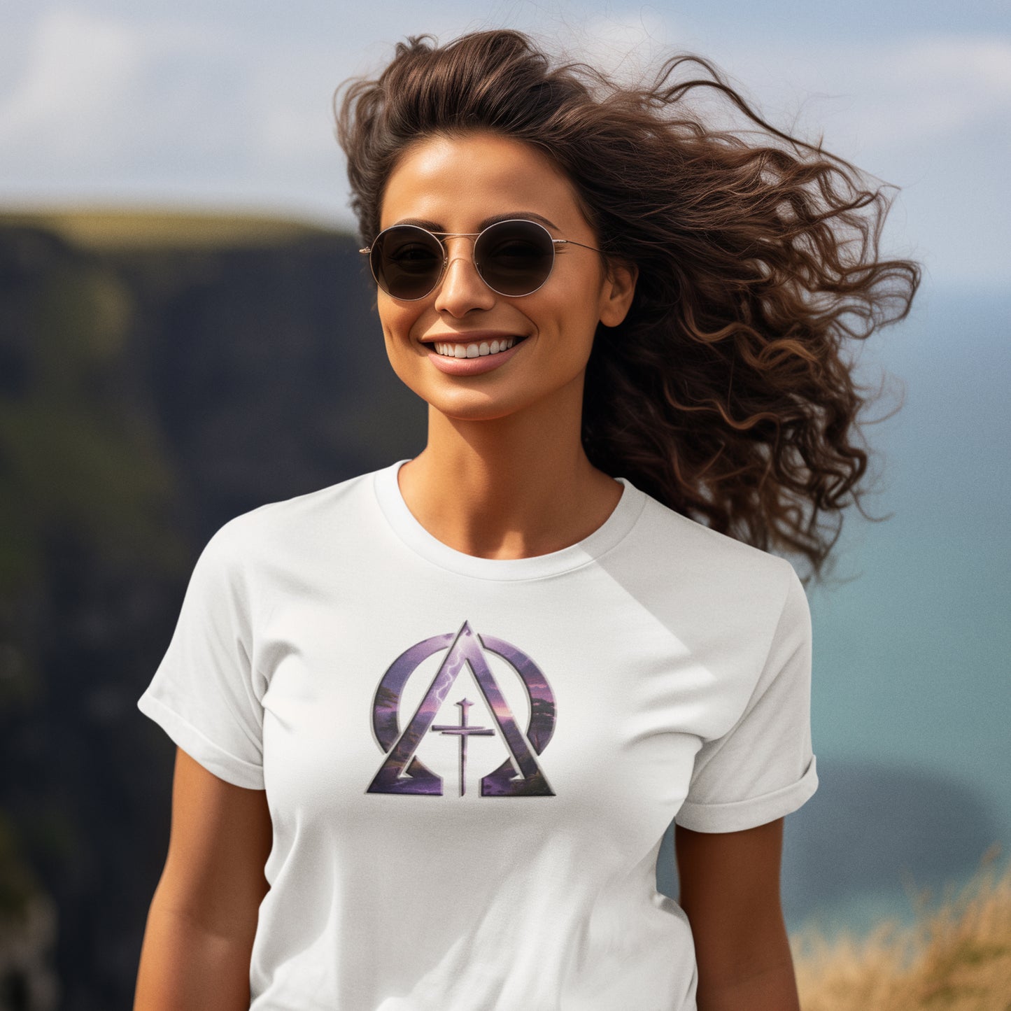 Divine Reign Amidst Nature's Majesty Alpha and Omega Unisex Short Sleeve Tee