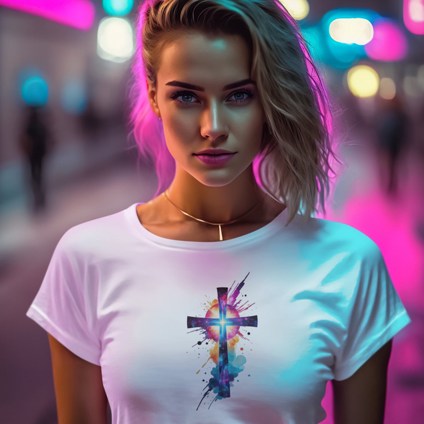 Cosmic Reverence Cross Christian Unisex Short Sleeve Tee