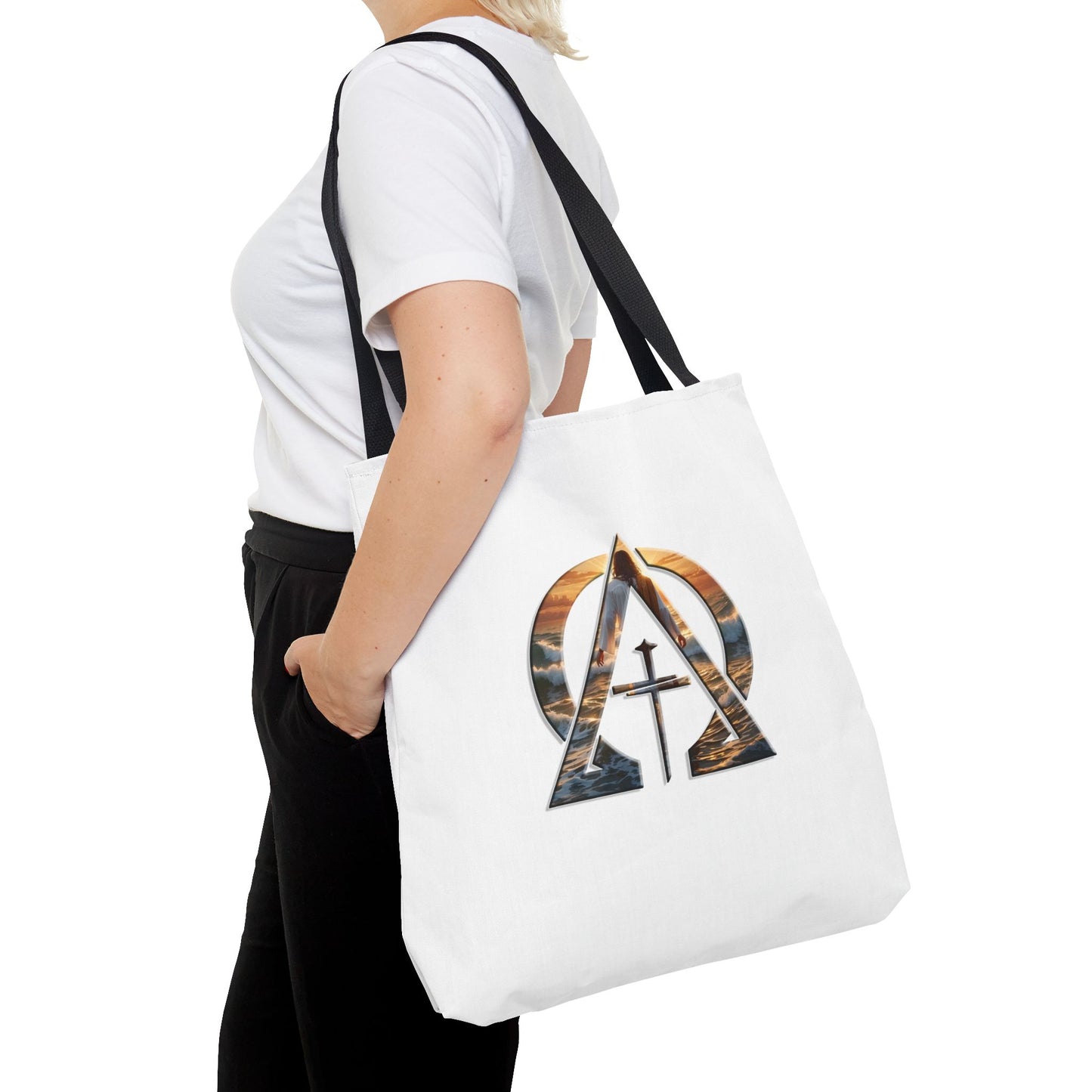 Alpha & Omega Jesus Walking On Water Christian Tote Bag
