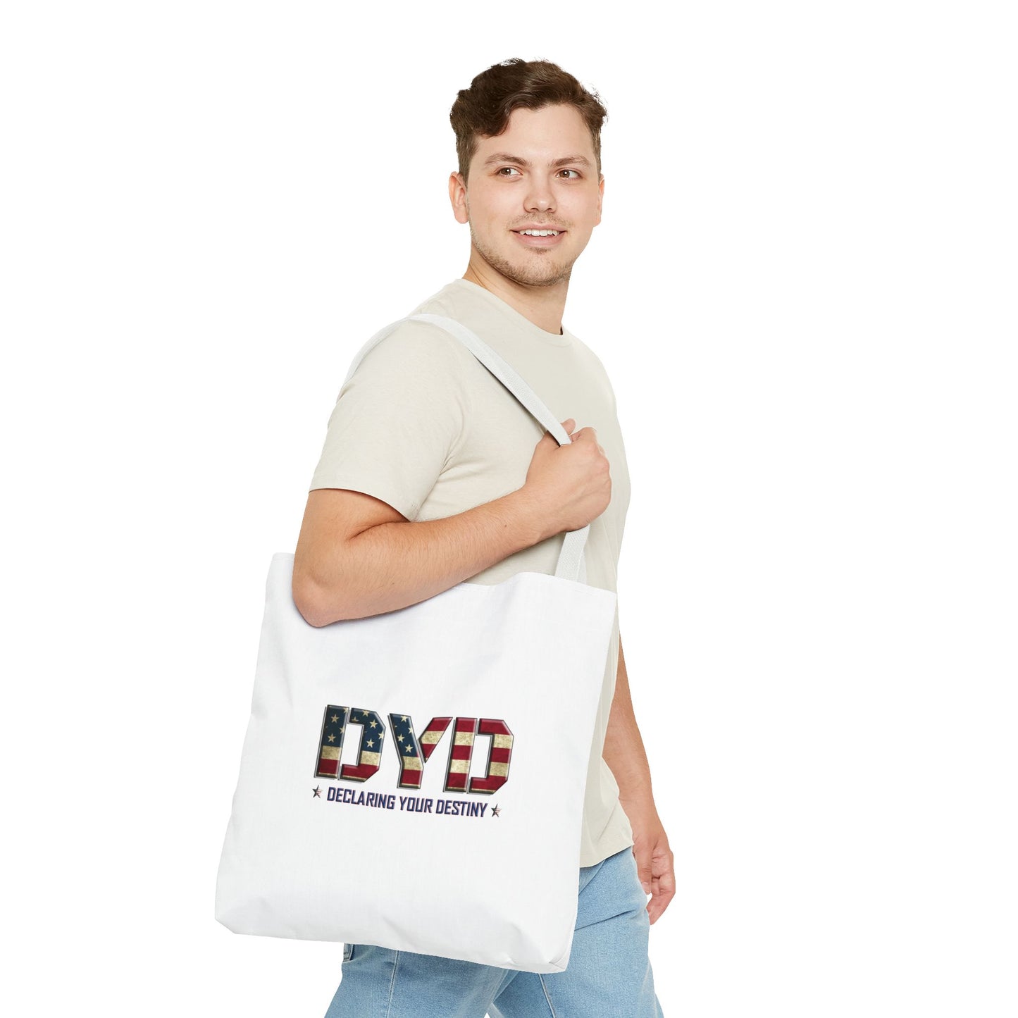 Declaring Your Destiny USA logo/ Winged Guardian Christian Tote bag