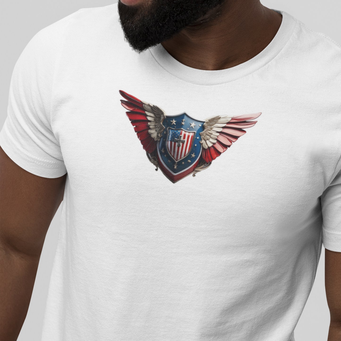3D Winged Shield Christian Patriotic Unisex Short Sleeve Tee