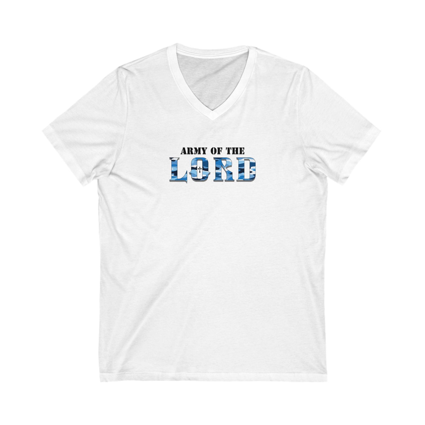 V-Neck Tee, Blue Camo Army Of the Lord