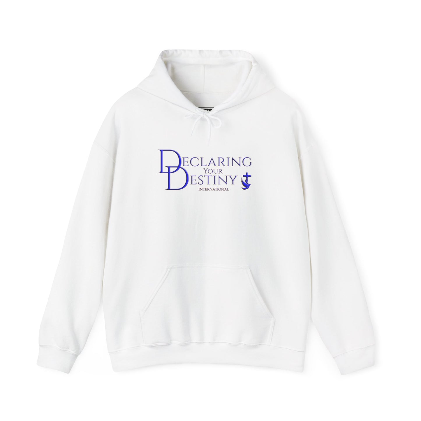 Declaring Your Destiny Blue & Gold logo/ Alpha & Omega Jesu Walking On Water Unisex Heavy Blend™ Hooded Sweatshirt