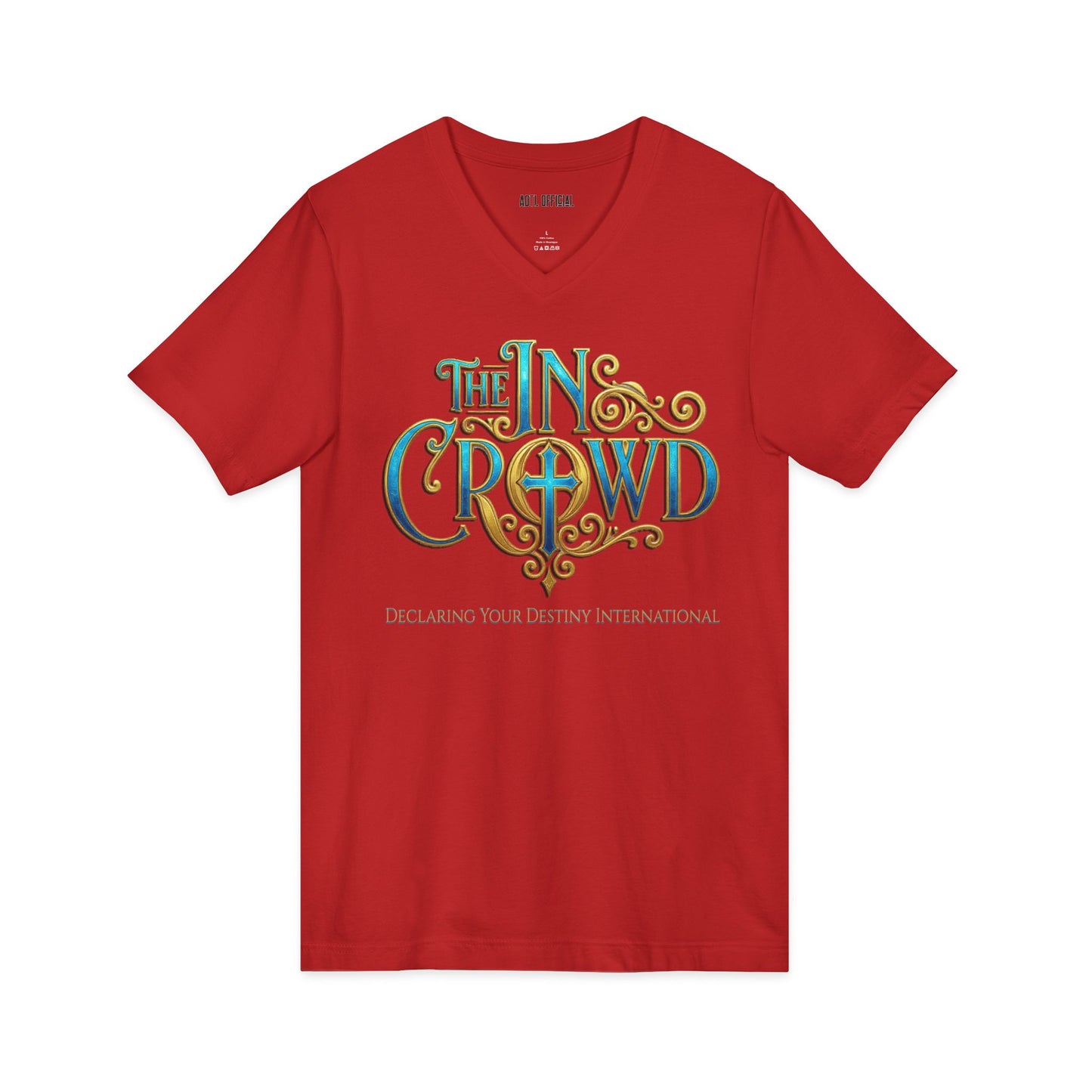 Ornate Blue and Gold The In Crowd DYD V-Neck Tee