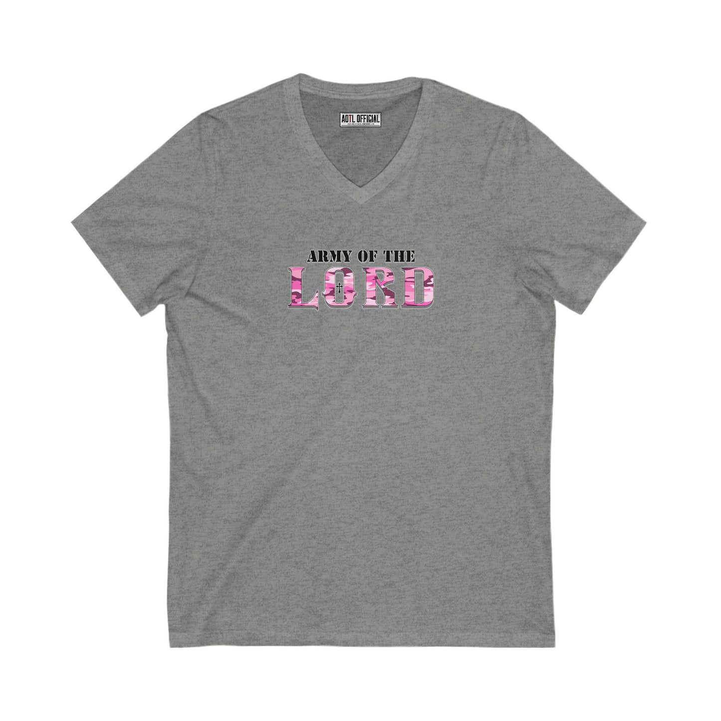 V-Neck Tee, Pink Camo Army Of the Lord
