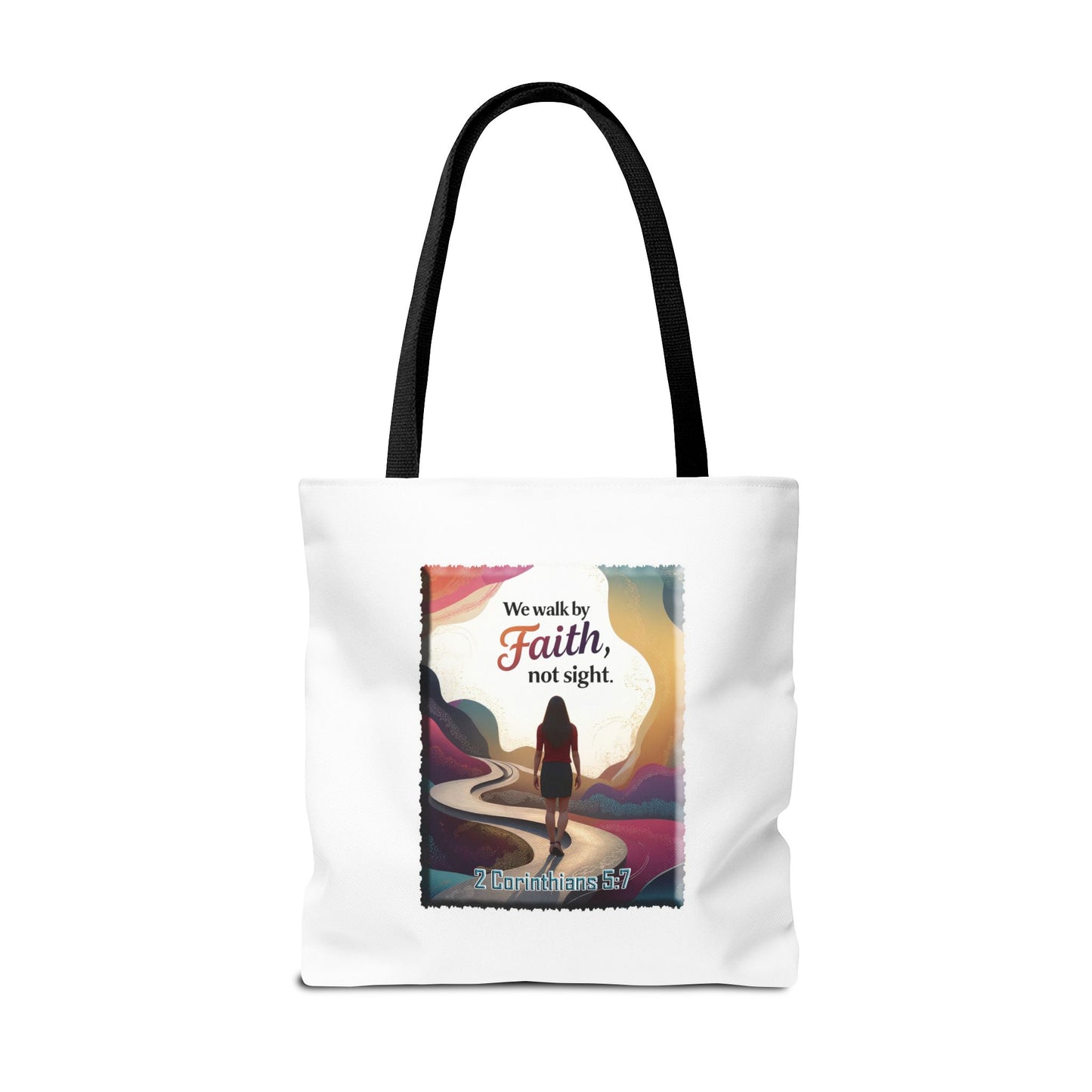 Declaring Your Destiny log in Lilac & Teal/ 2 Corinthians 5:7 Christian Tote bag