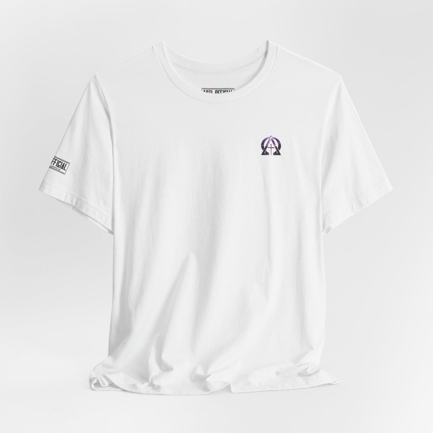 Alpha & Omega Purple Lightning Micro Emblem Unisex Christian T-shirt
