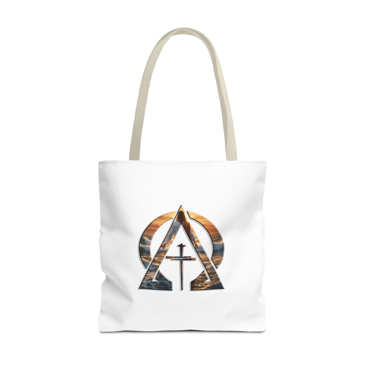 Alpha & Omega Jesus Walking On Water Christian Tote Bag