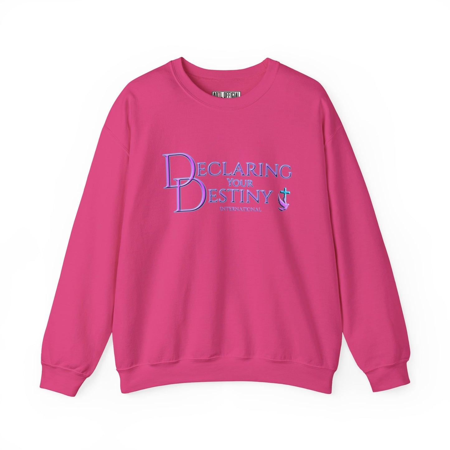 Declaring Your Destiny Purple & Teal logo/ 2 Corinthians 5:7 Unisex Heavy Blend™ Crewneck Sweatshirt