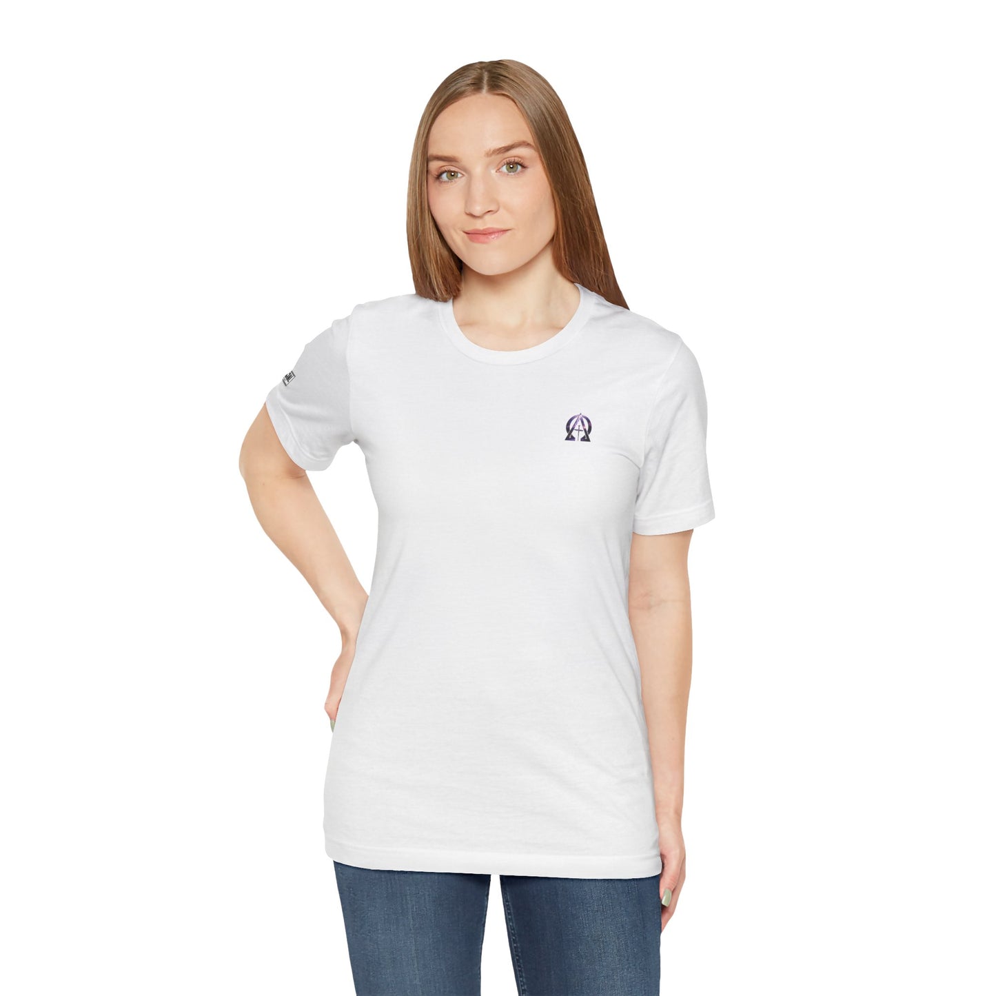 Alpha & Omega Purple Lightning Micro Emblem Unisex Christian T-shirt
