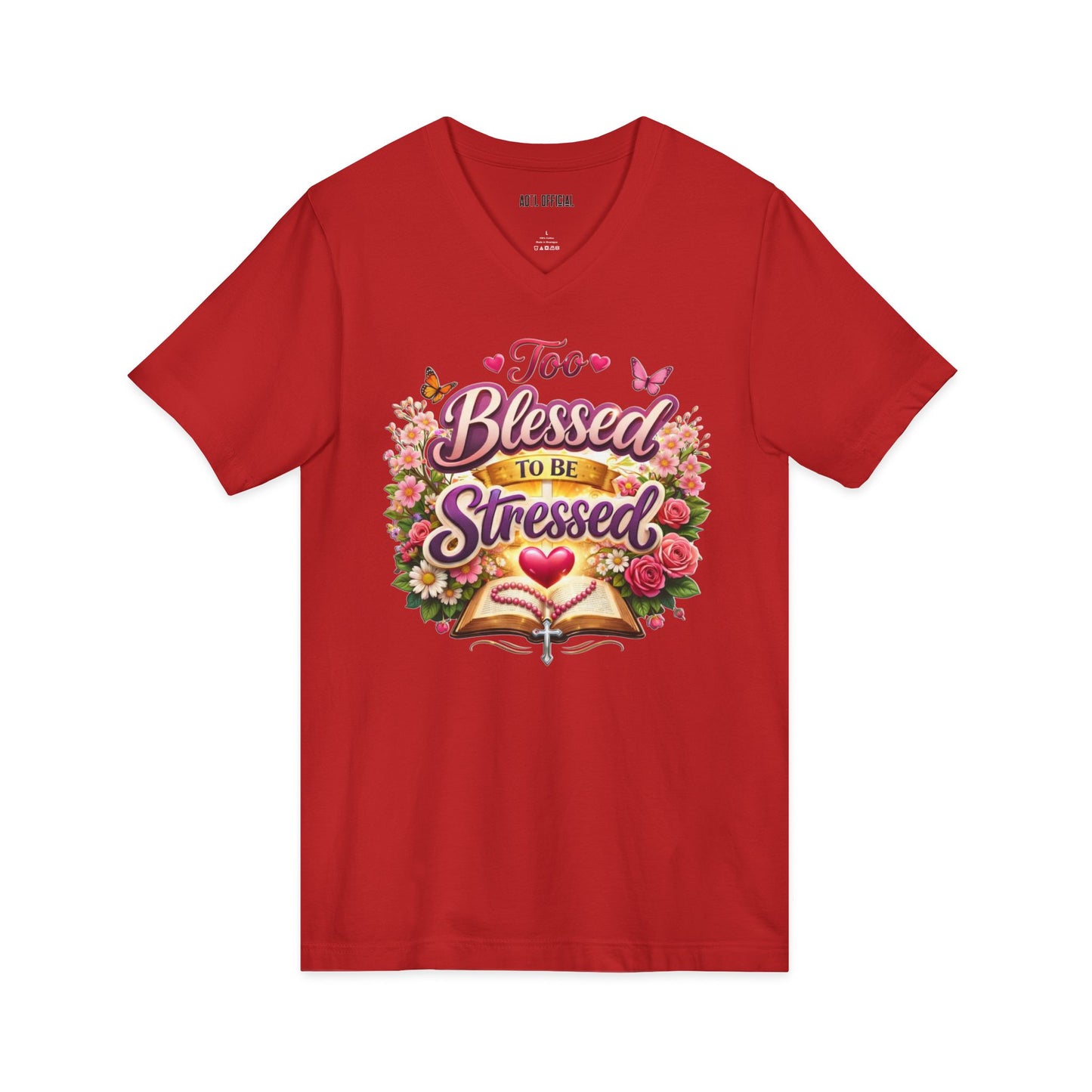 Too Blessed To Be Stressed Nature Edition V-Neck Tee