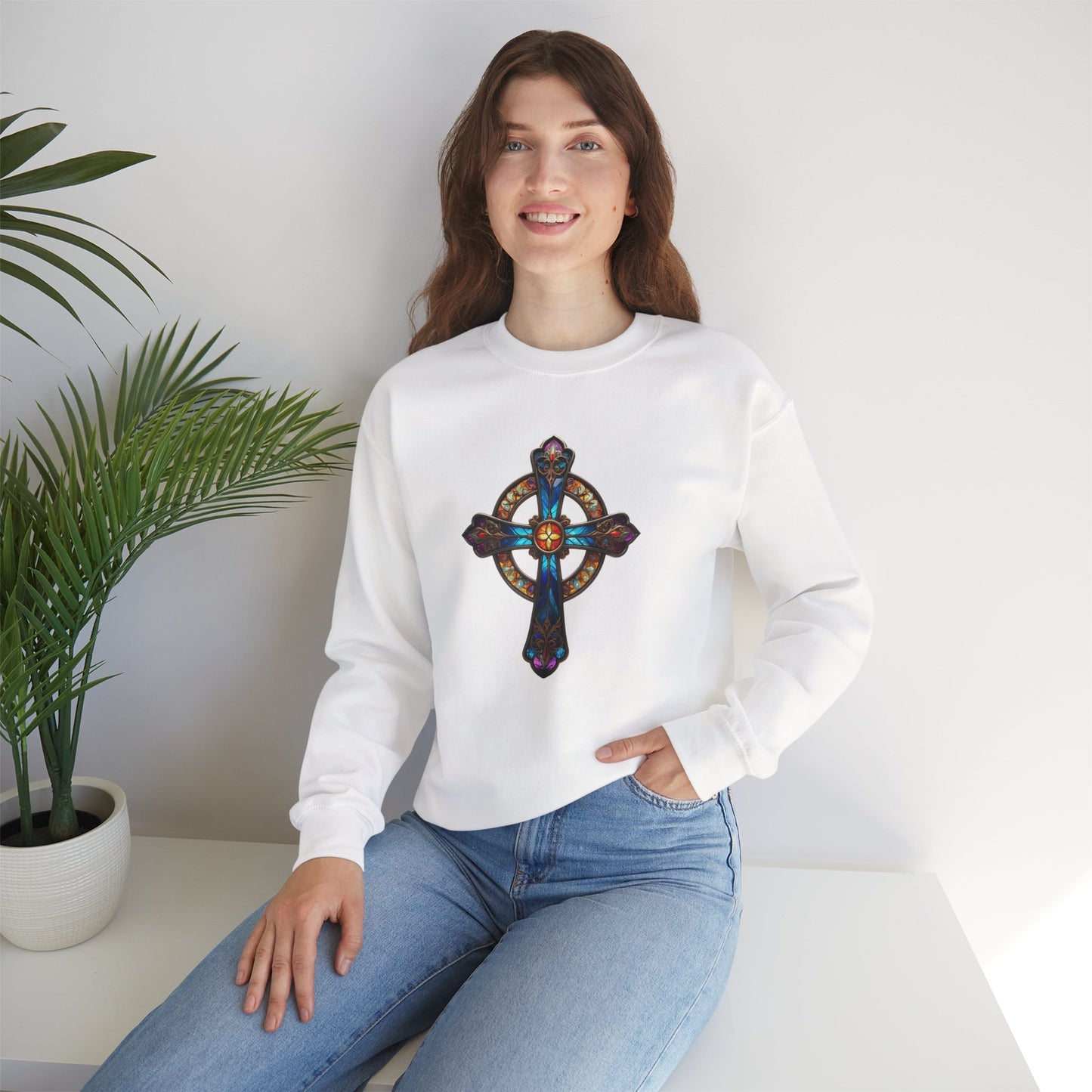 Radiant Cross Unisex Heavy Blend™ Crewneck Sweatshirt