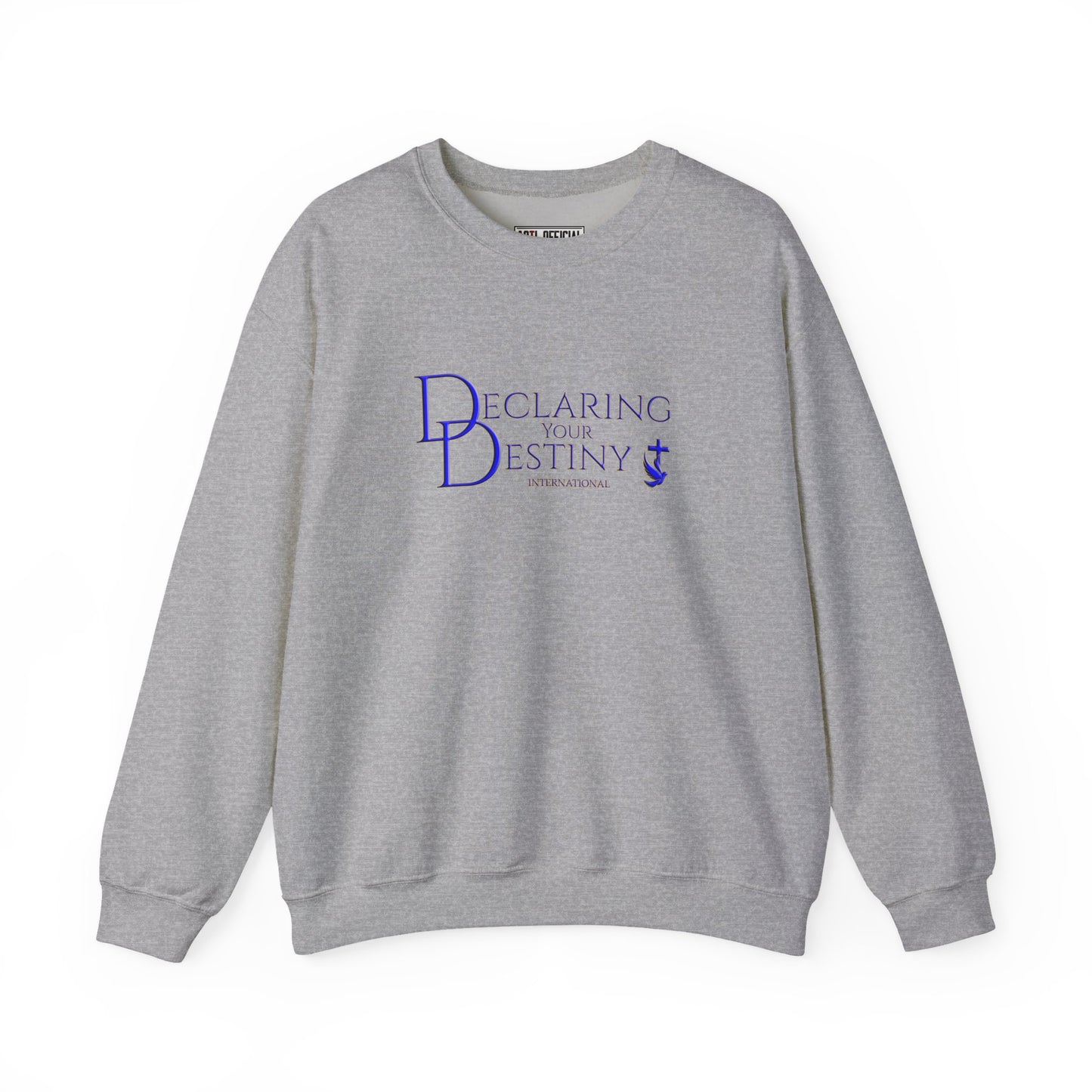 Declaring Your Destiny Blue & Gold Logo/ Philippians 4:13 Unisex Heavy Blend™ Crewneck Sweatshirt