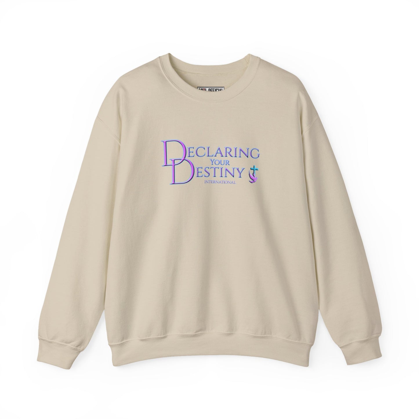Declaring Your Destiny Purple -Teal logo/ Alpha & Omega Purple Lightning Unisex Heavy Blend™ Crewneck Sweatshirt