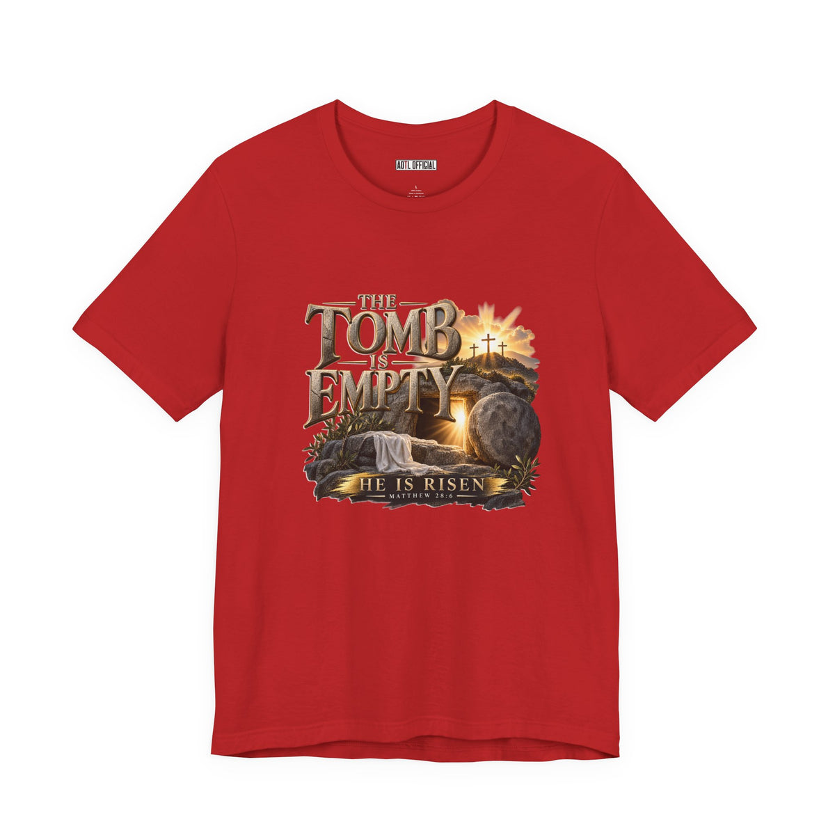 The Tomb Is Empty — Matthew 28:6 Christian T-shirt