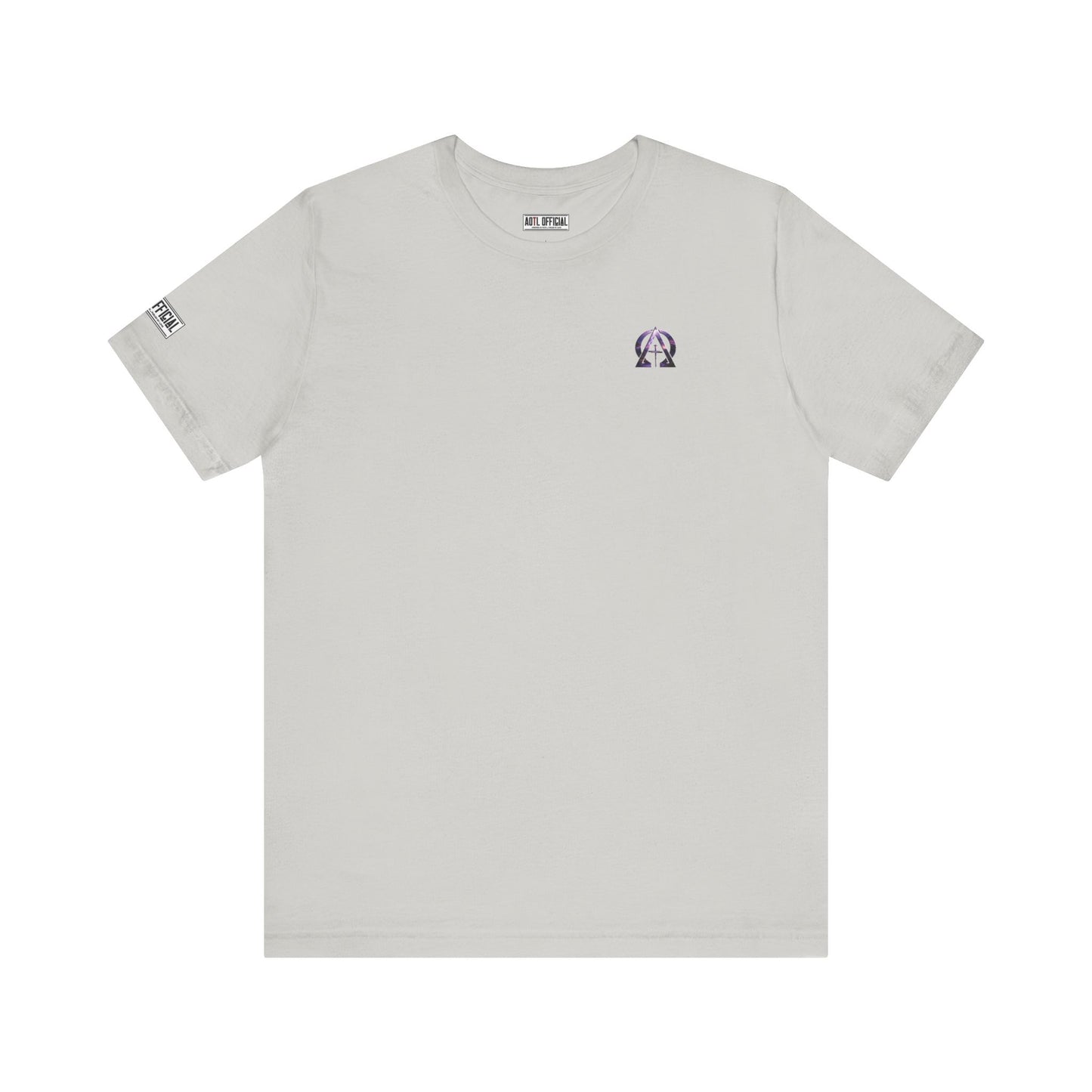 Alpha & Omega Purple Lightning Micro Emblem Unisex Christian T-shirt
