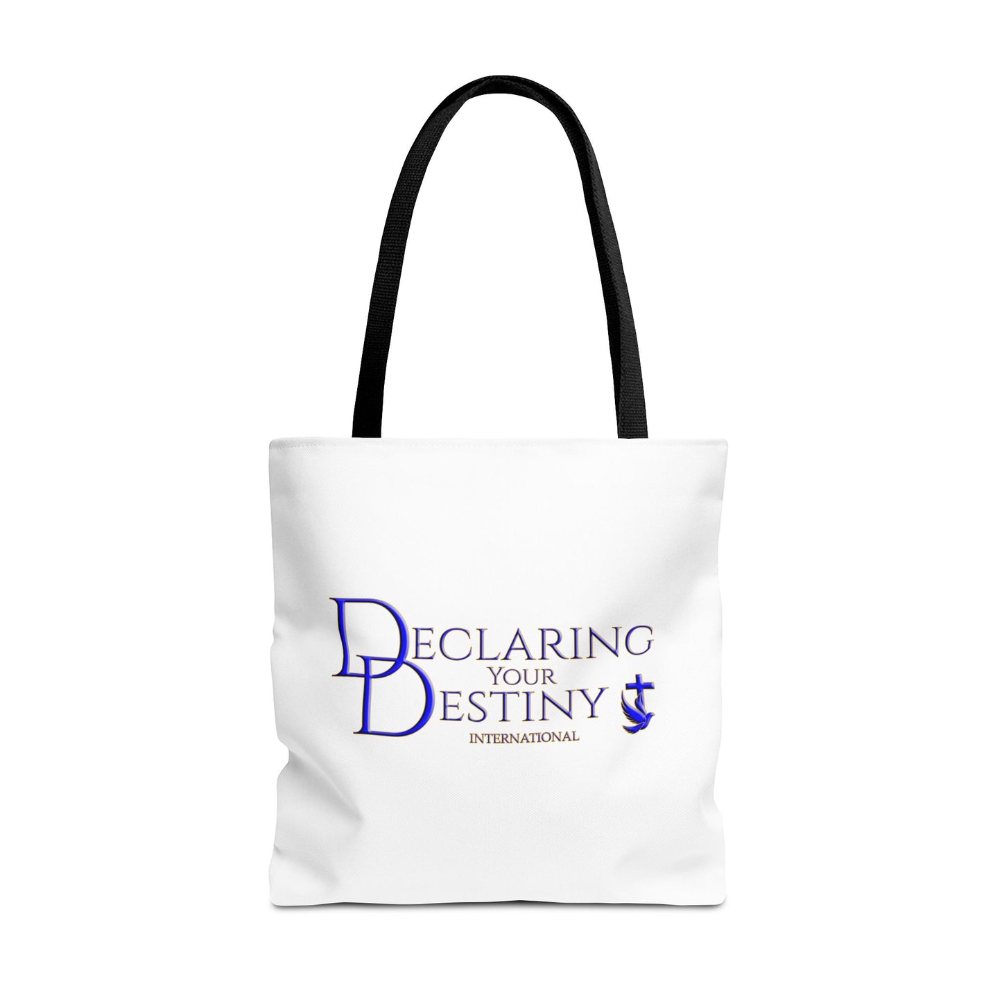 Declaring Your Destiny Blue and Gold logo/ Ephesians 3:20 Christian Tote bag