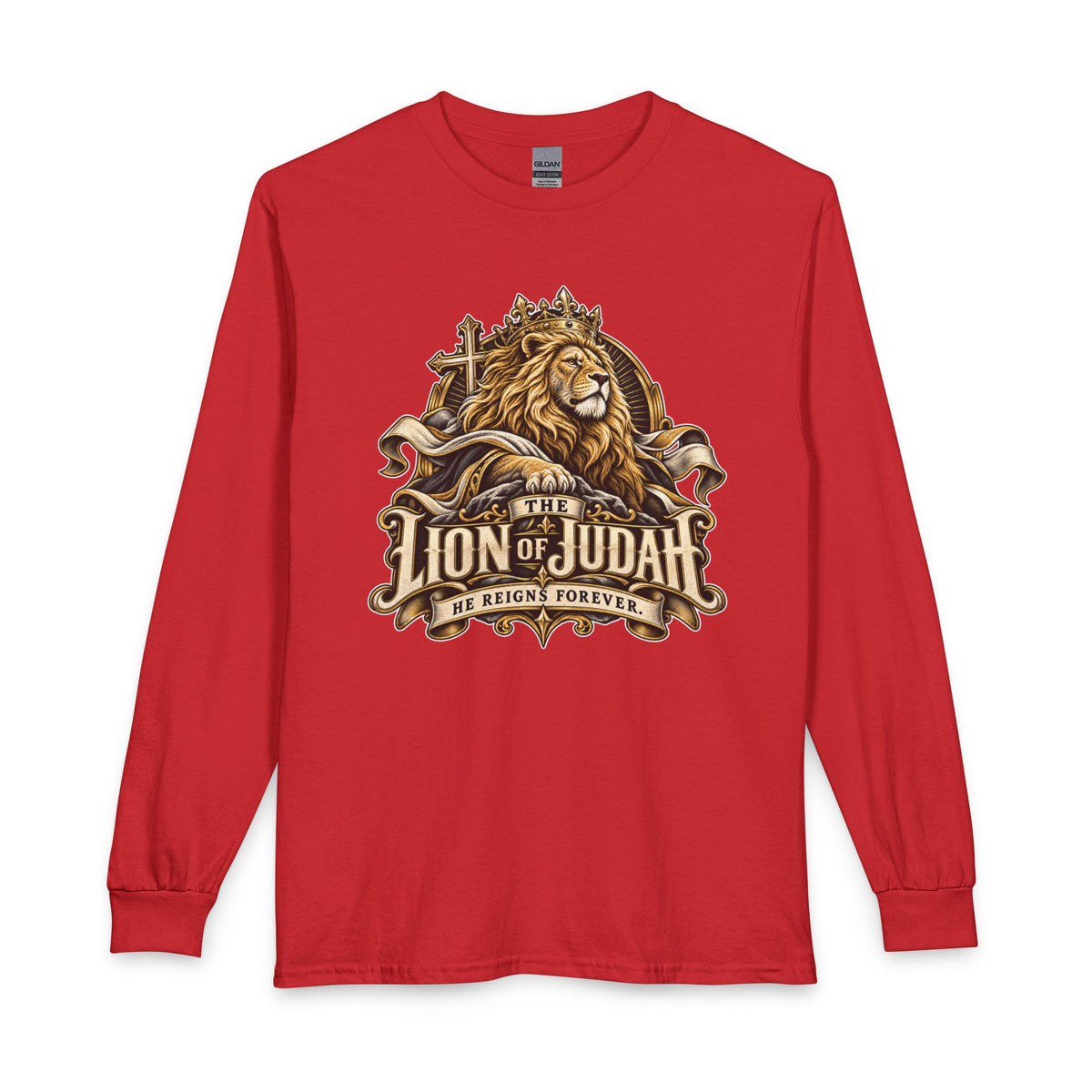 Lion of Judah —He Reigns Forever Christian Long Sleeve Shirt