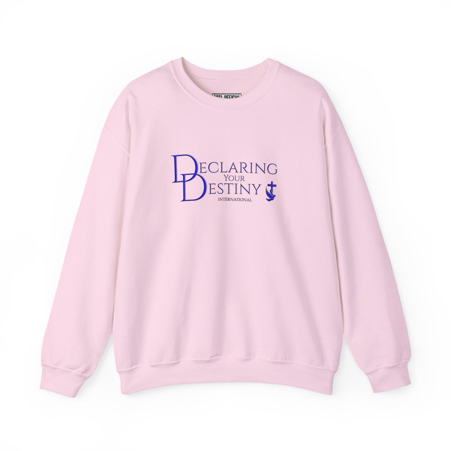 Declaring Your Destiny Blue & Gold Logo/ Romans 8:31 Unisex Heavy Blend™ Crewneck Sweatshirt
