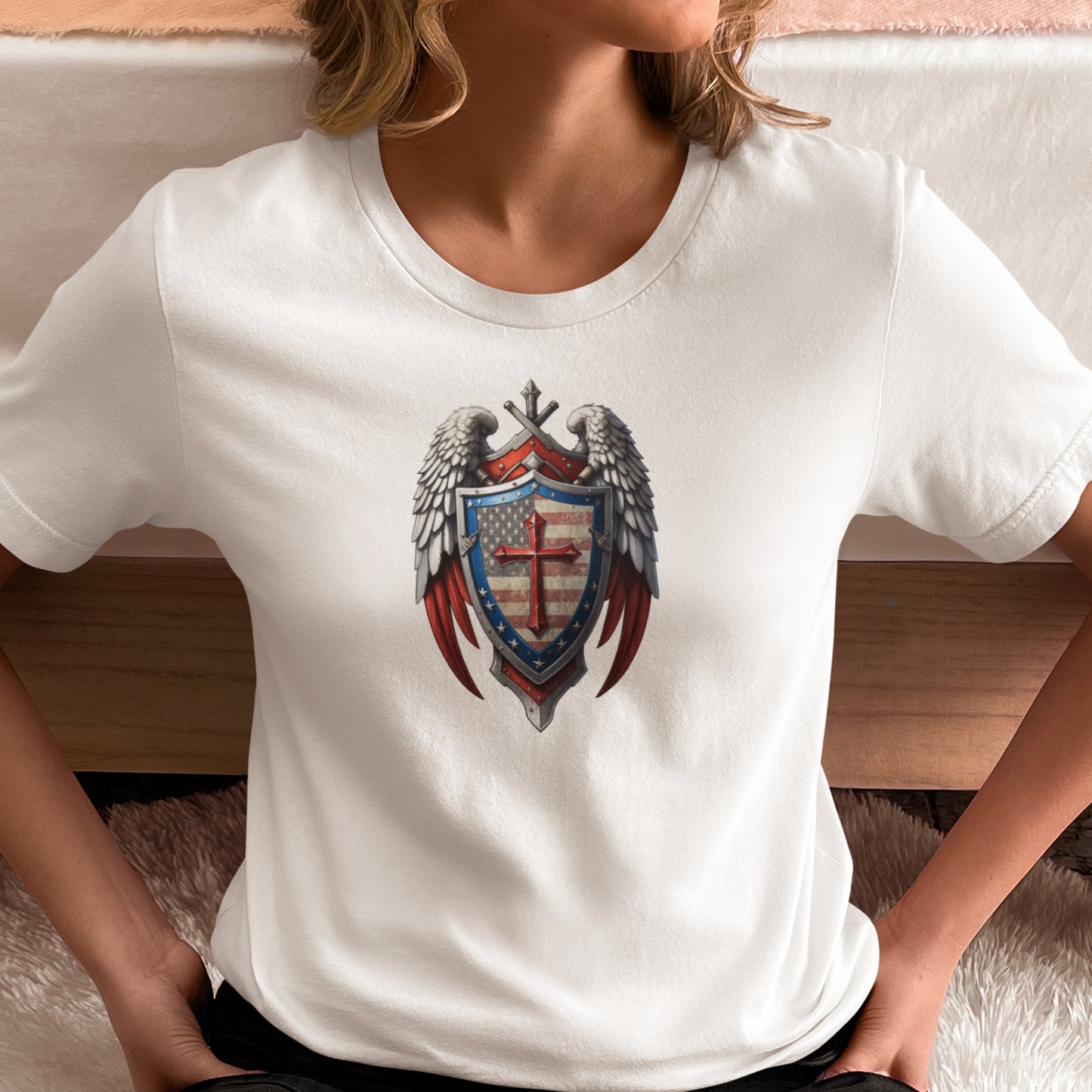 Winged Guardian Christian Patriotic Unisex Short Sleeve Tee