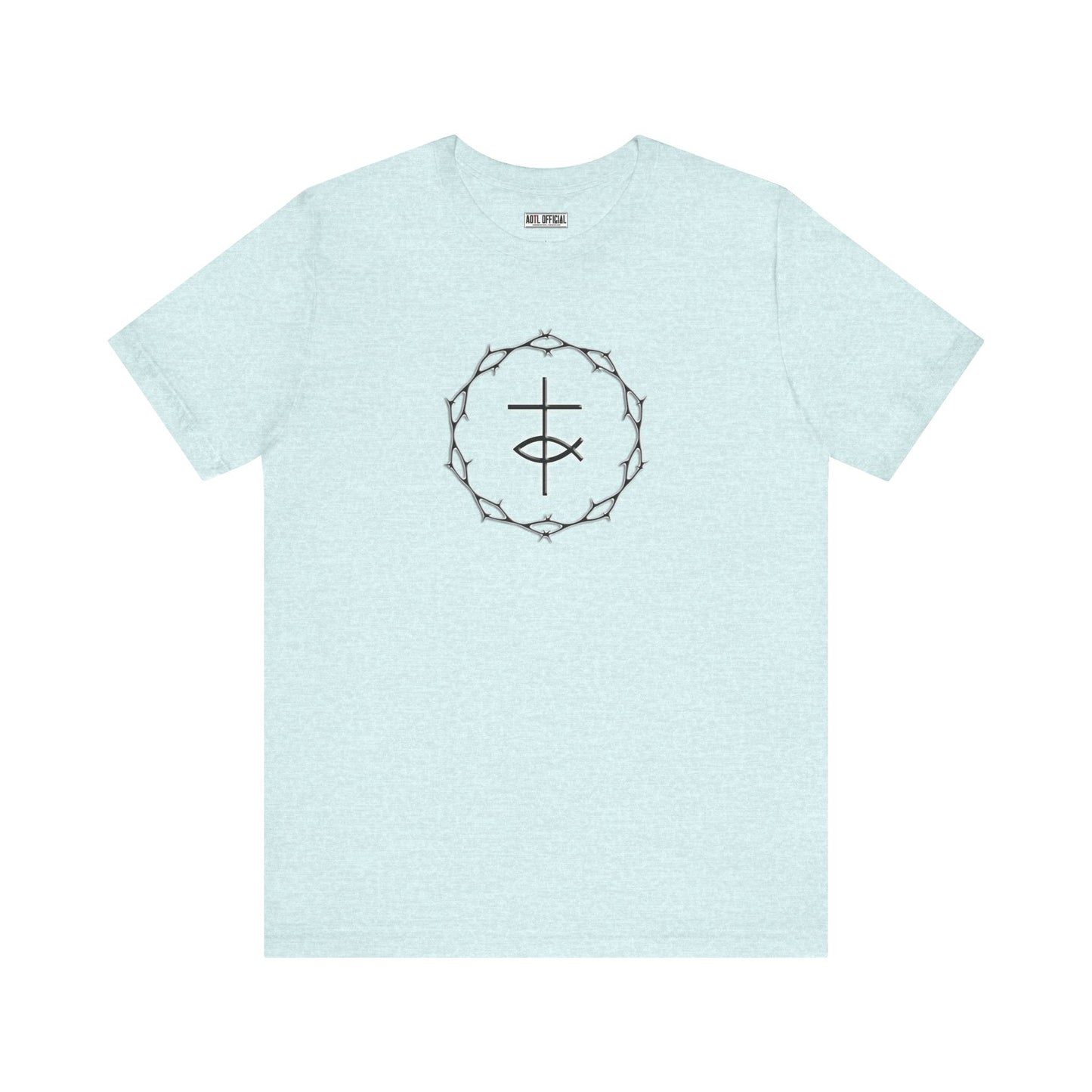 Circle of Thorns & Cross with Fish Unisex Jersey Short Sleeve Tee