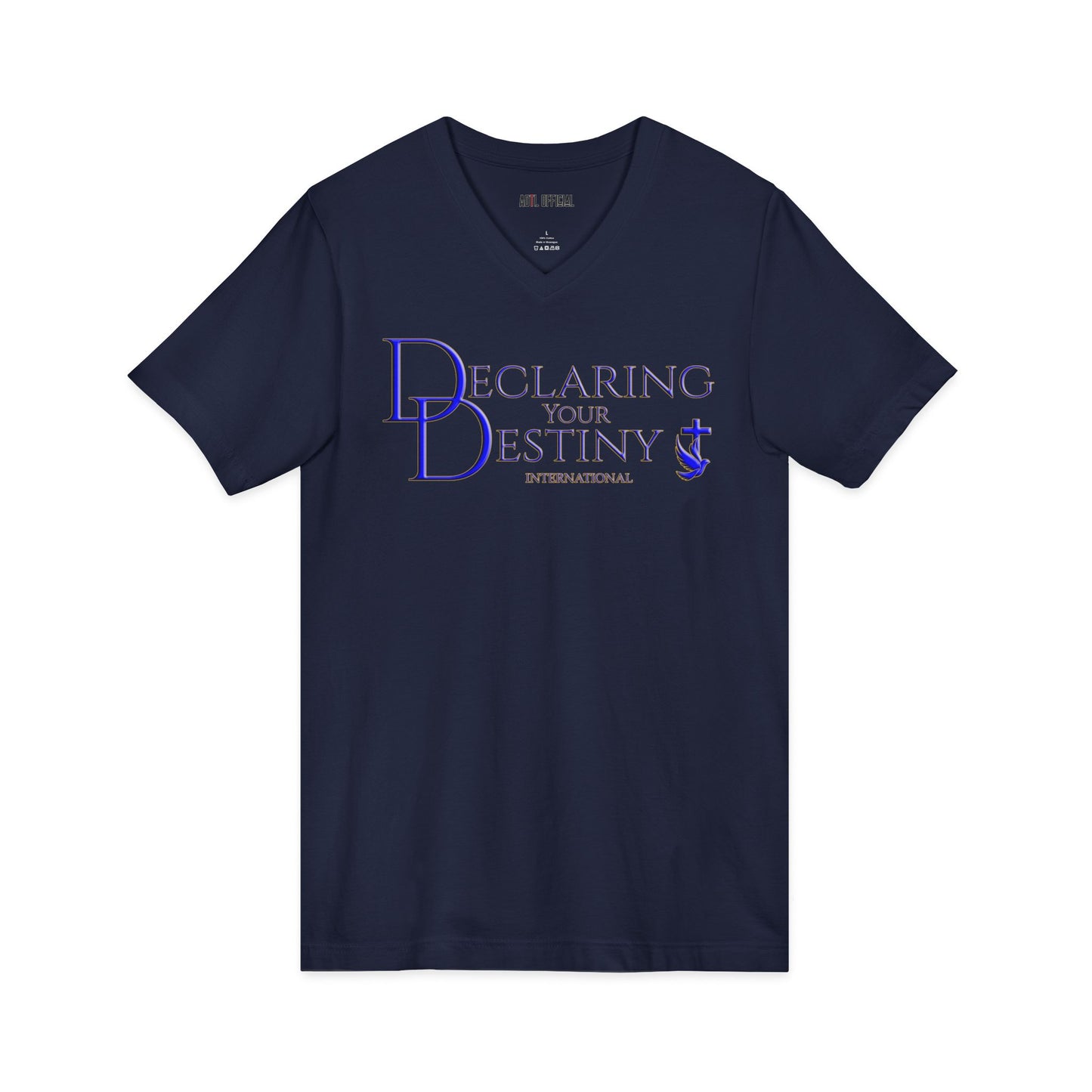 DYD logo in Blue and Gold  V-Neck Tee