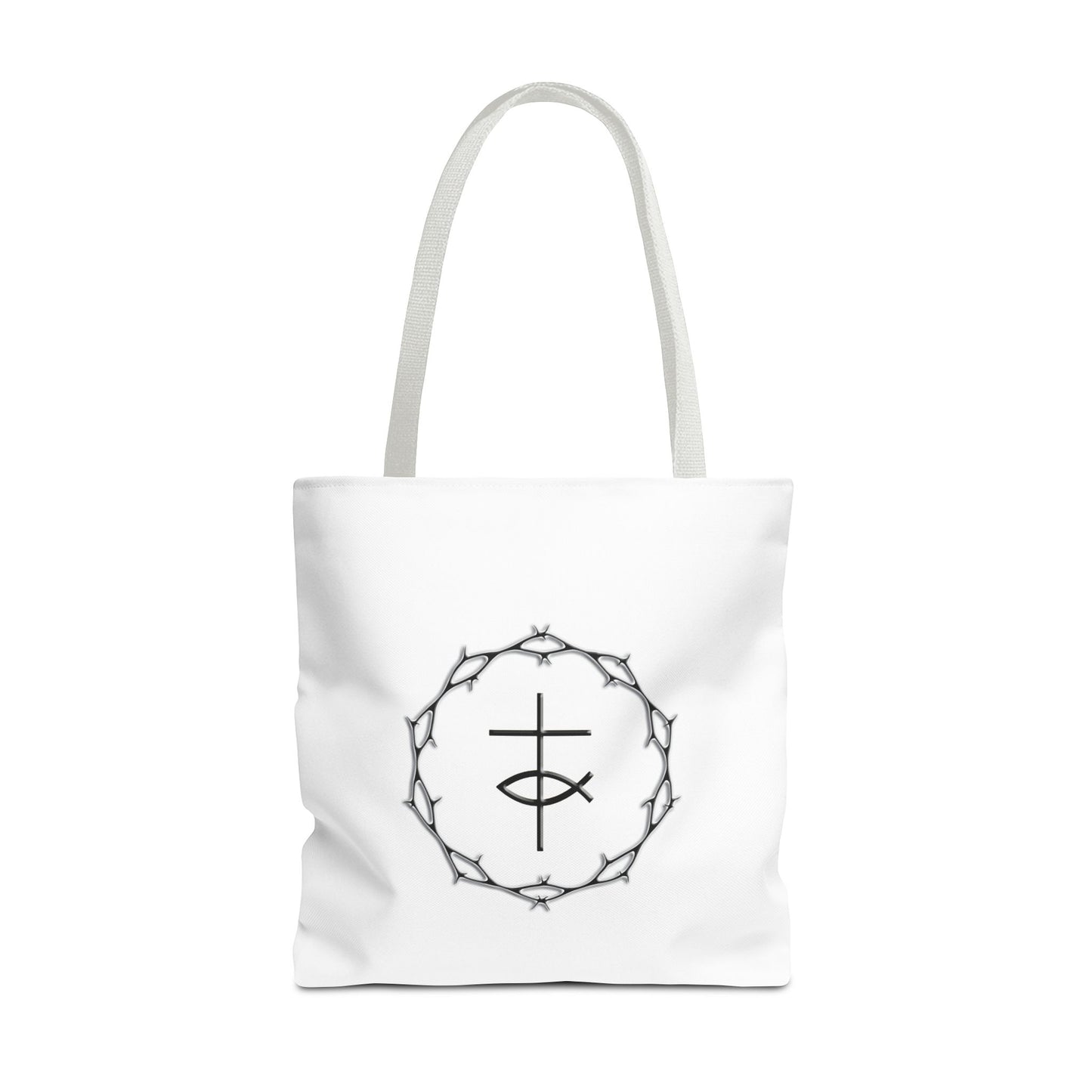 Circle Of Thorns With Cross And Fish Christian Tote bag