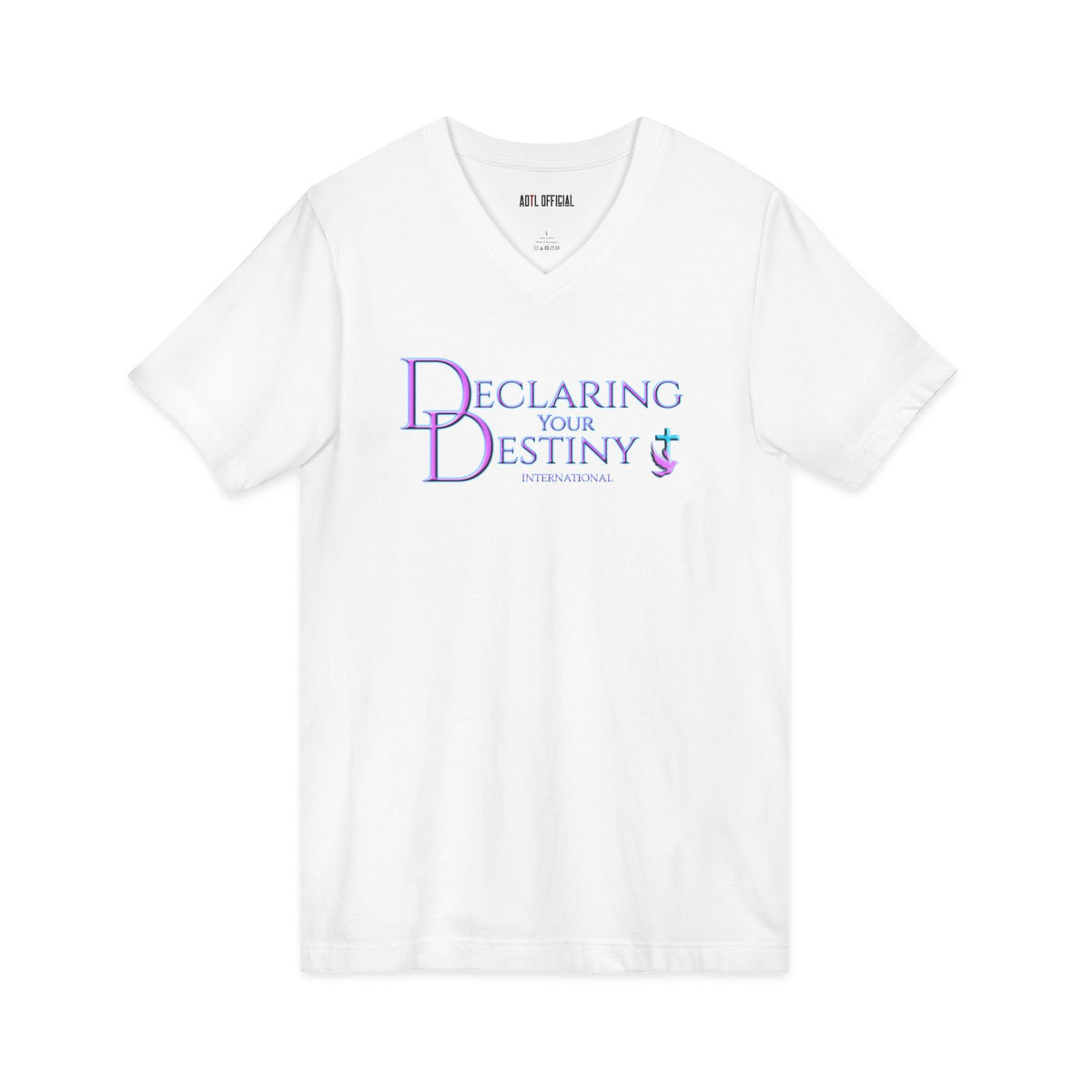 DYD logo in Lilac and Teal  V-Neck Tee
