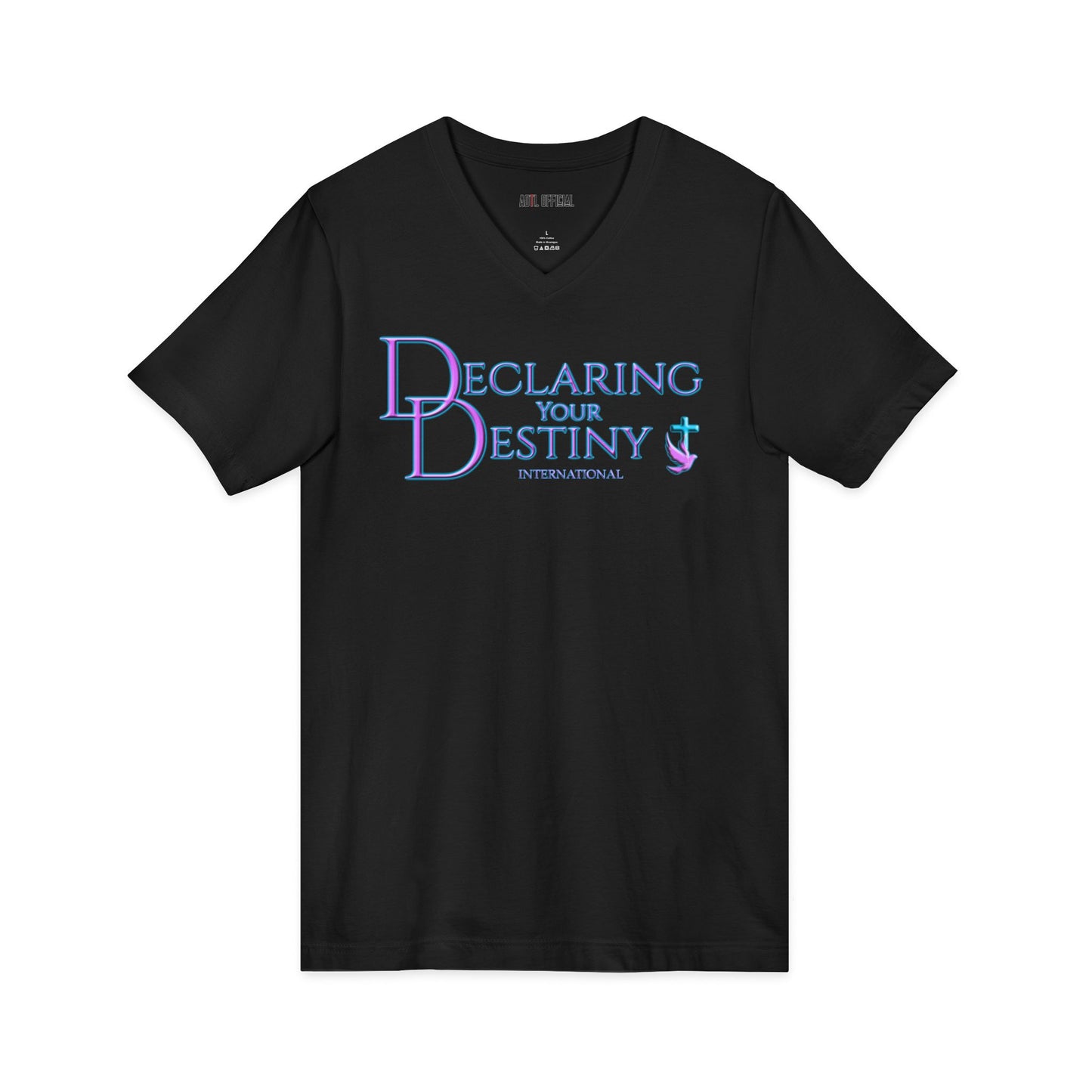 DYD logo in Lilac and Teal  V-Neck Tee