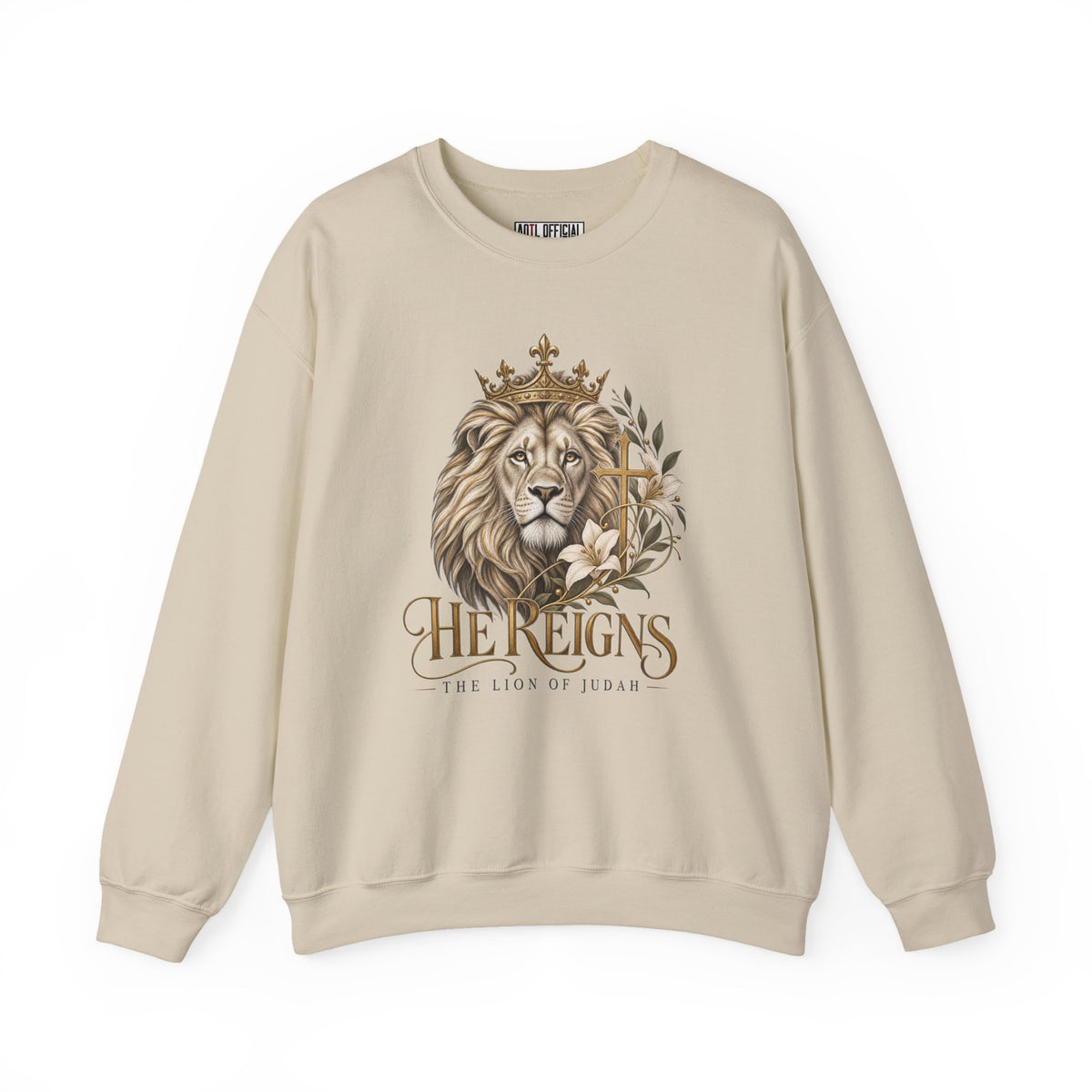 Lion of Judah — He Reigns Christian Sweatshirt