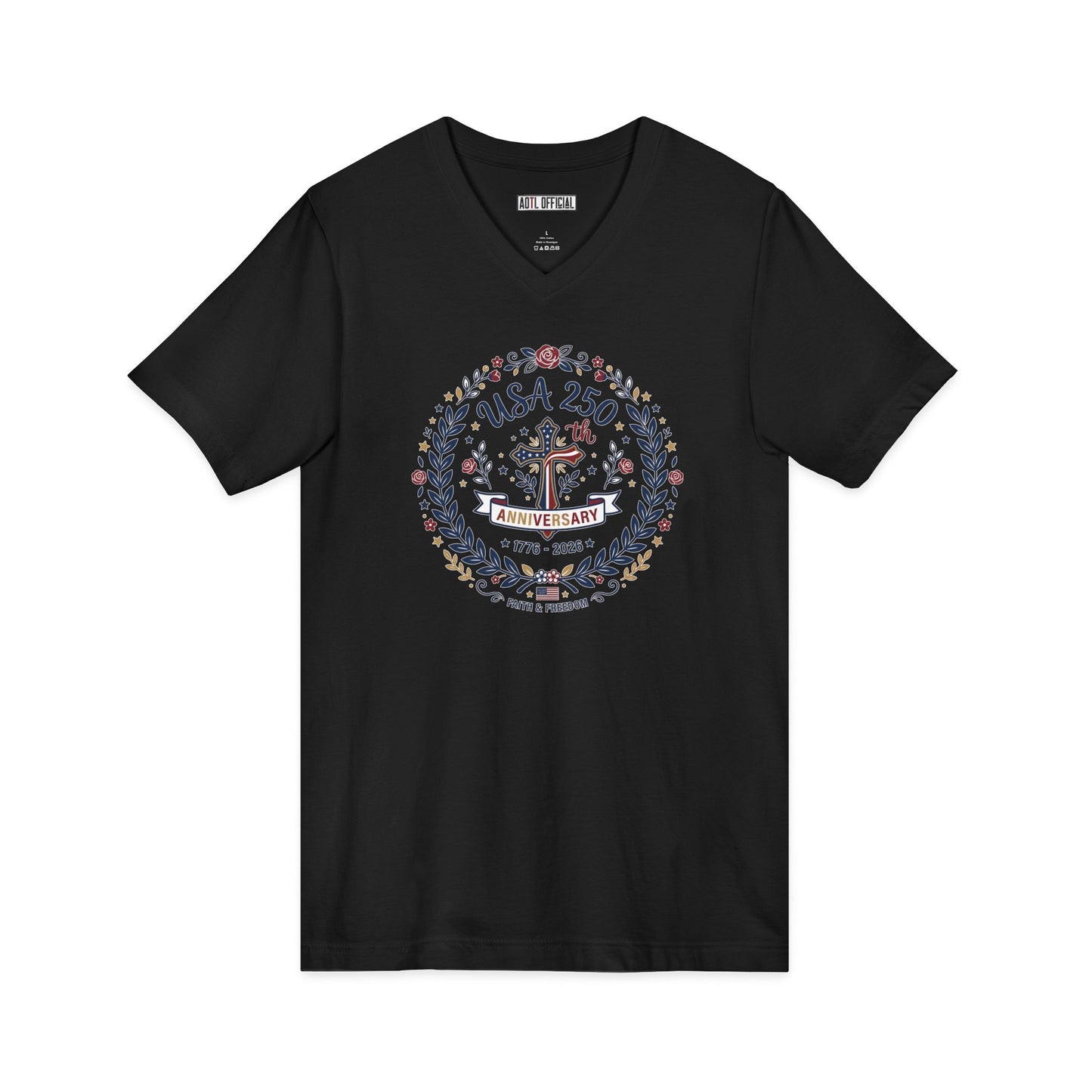 Ladies USA 250th Anniversary  V-Neck Tee