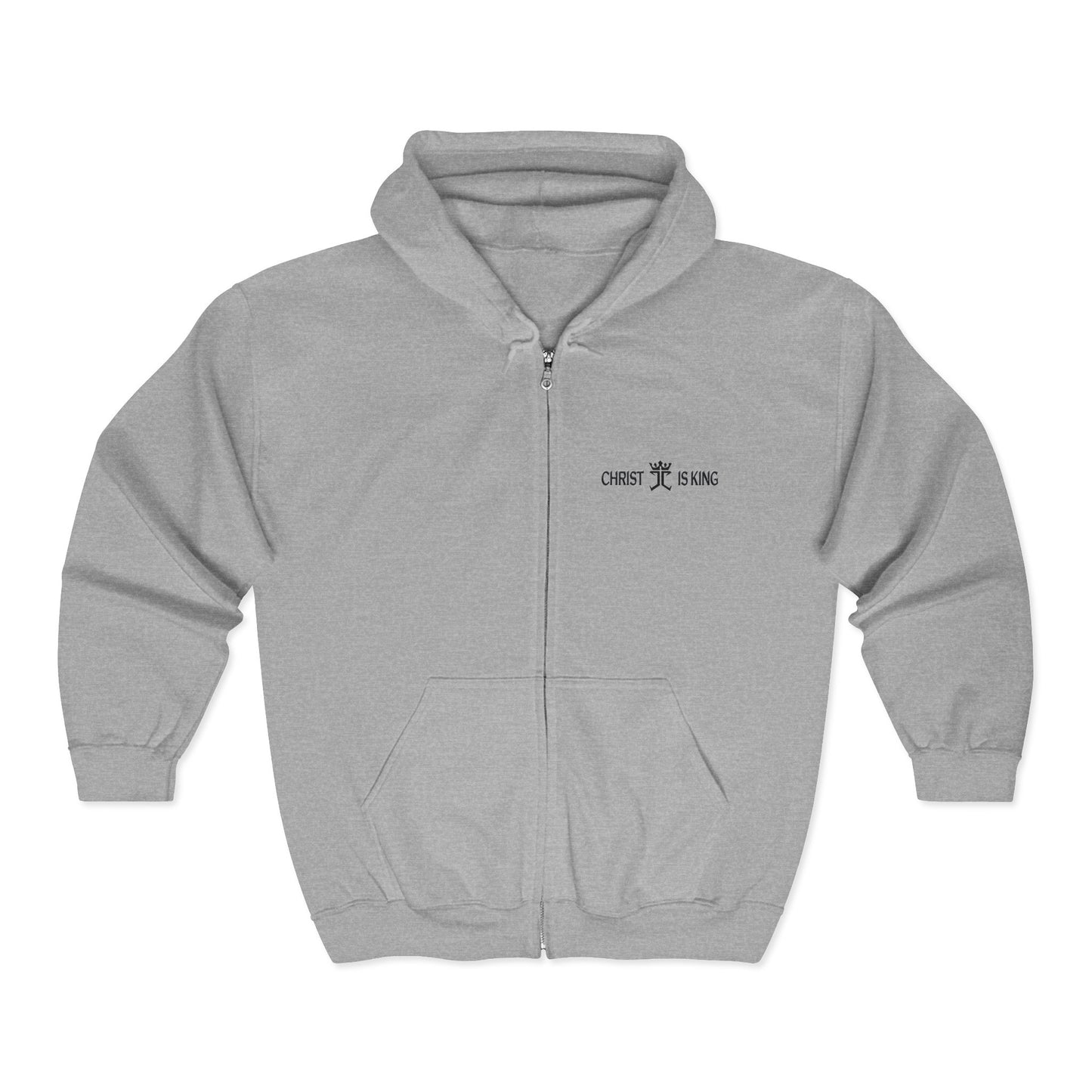 Christ is King Full-Zip Sweatshirt featuring the Jesus Christ is King logo
