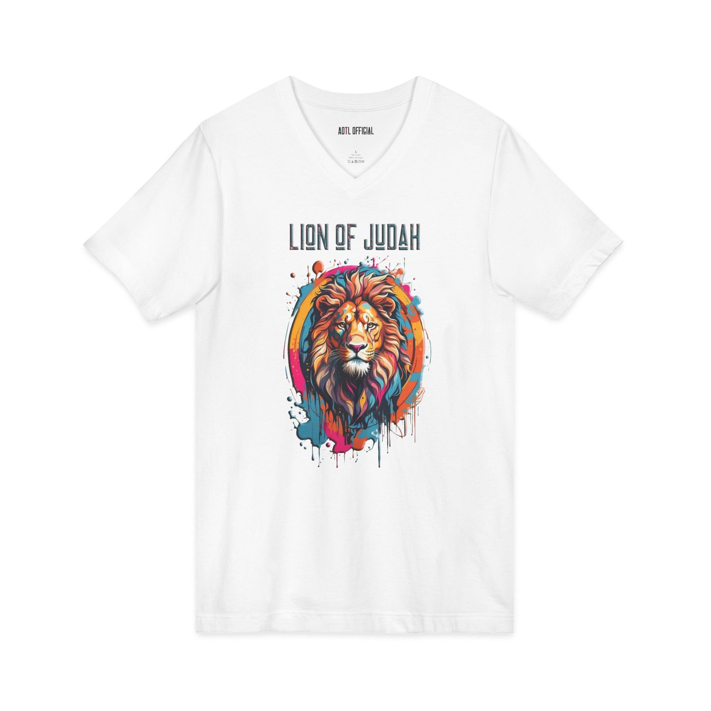 Graffiti Drip Lion of Judah V-neck Tee