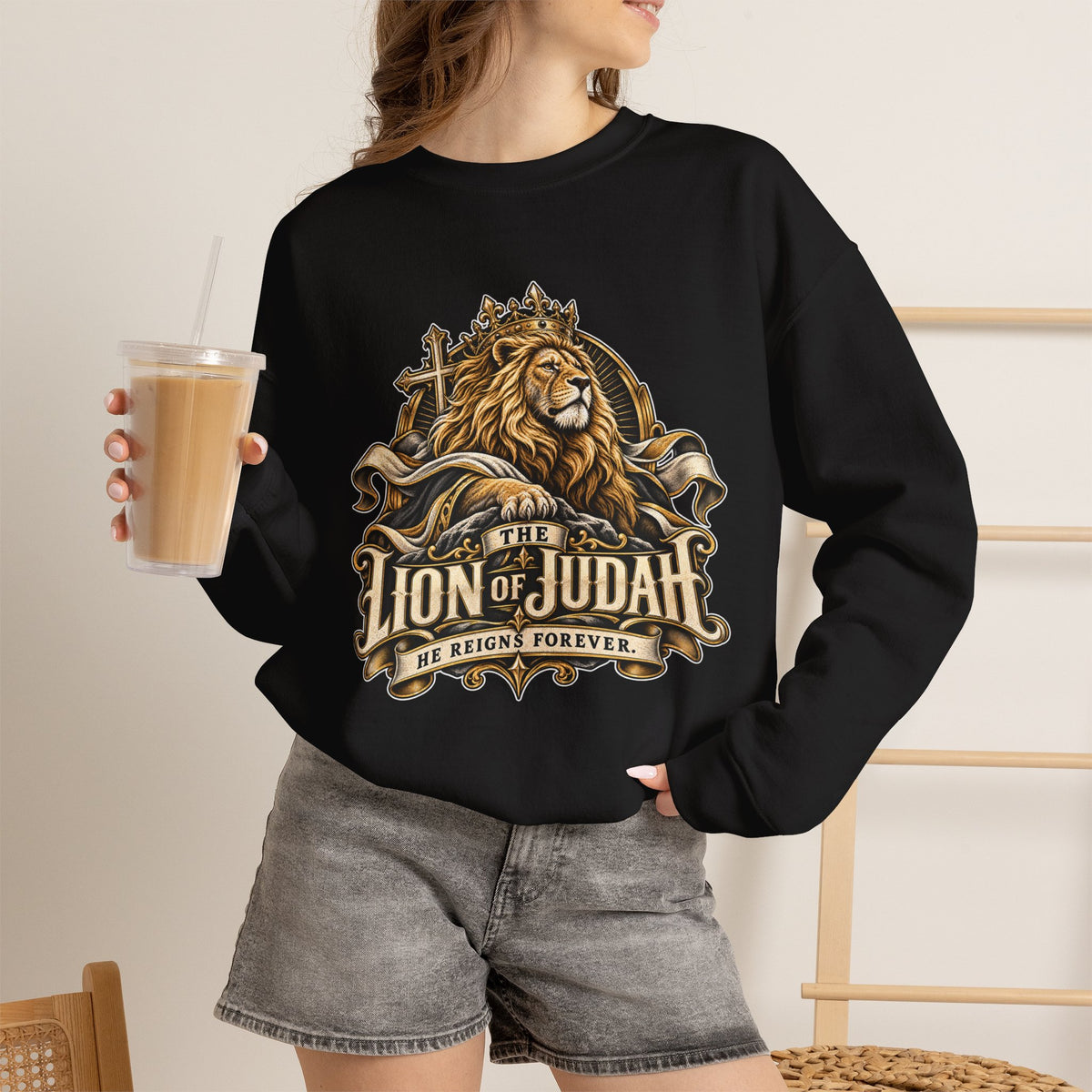 Lion of Judah —He Reigns Forever Christian Sweatshirt