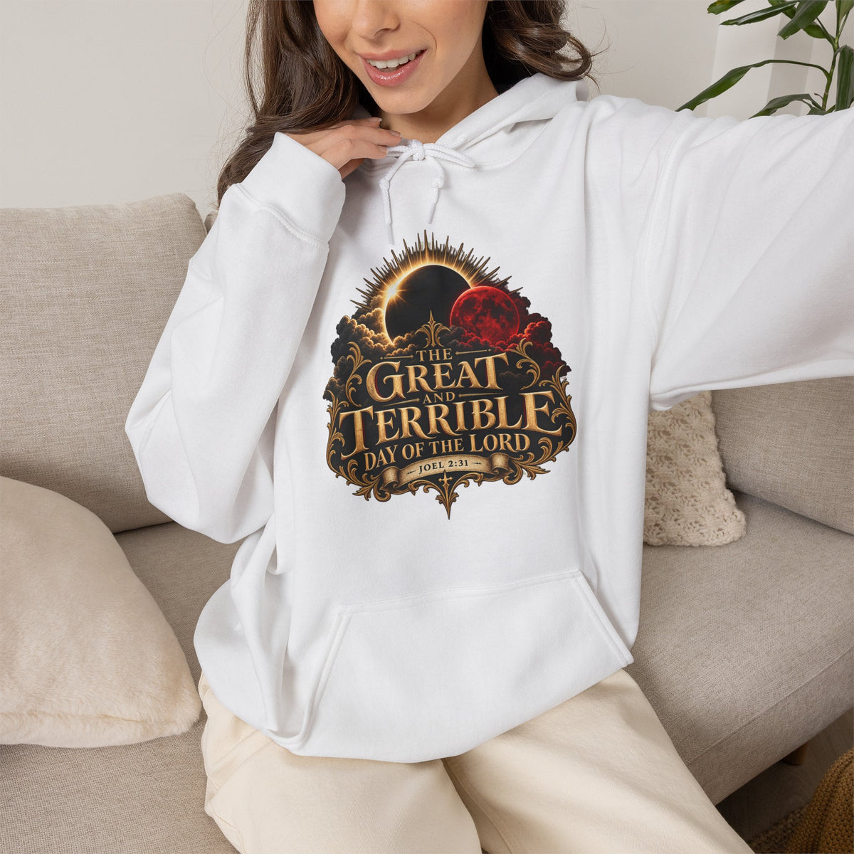 The Great and Terrible Day of the Lord — Joel 2:31 Christian Hoodie