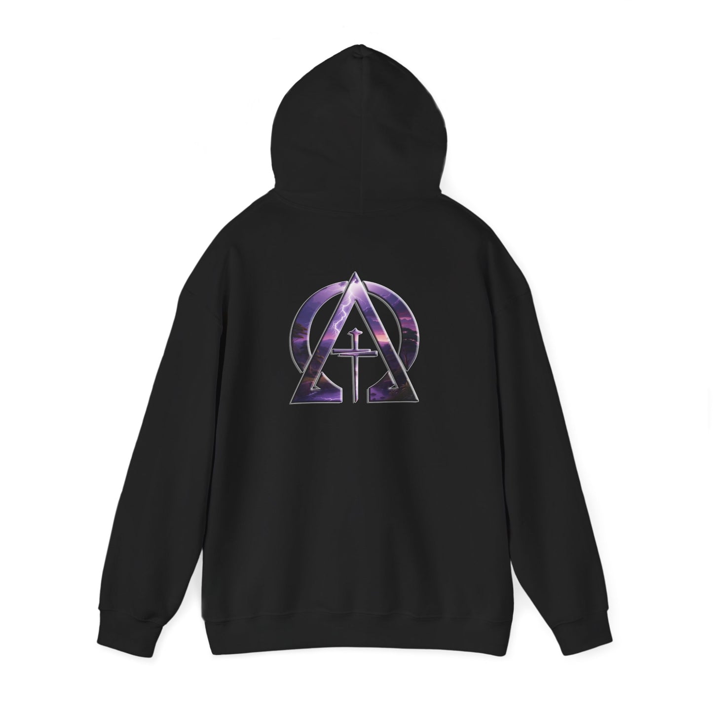Declaring Your Destiny Purple-Teal logo/ Alpha 7 Omega Purple Lightning Unisex Heavy Blend™ Hooded Sweatshirt