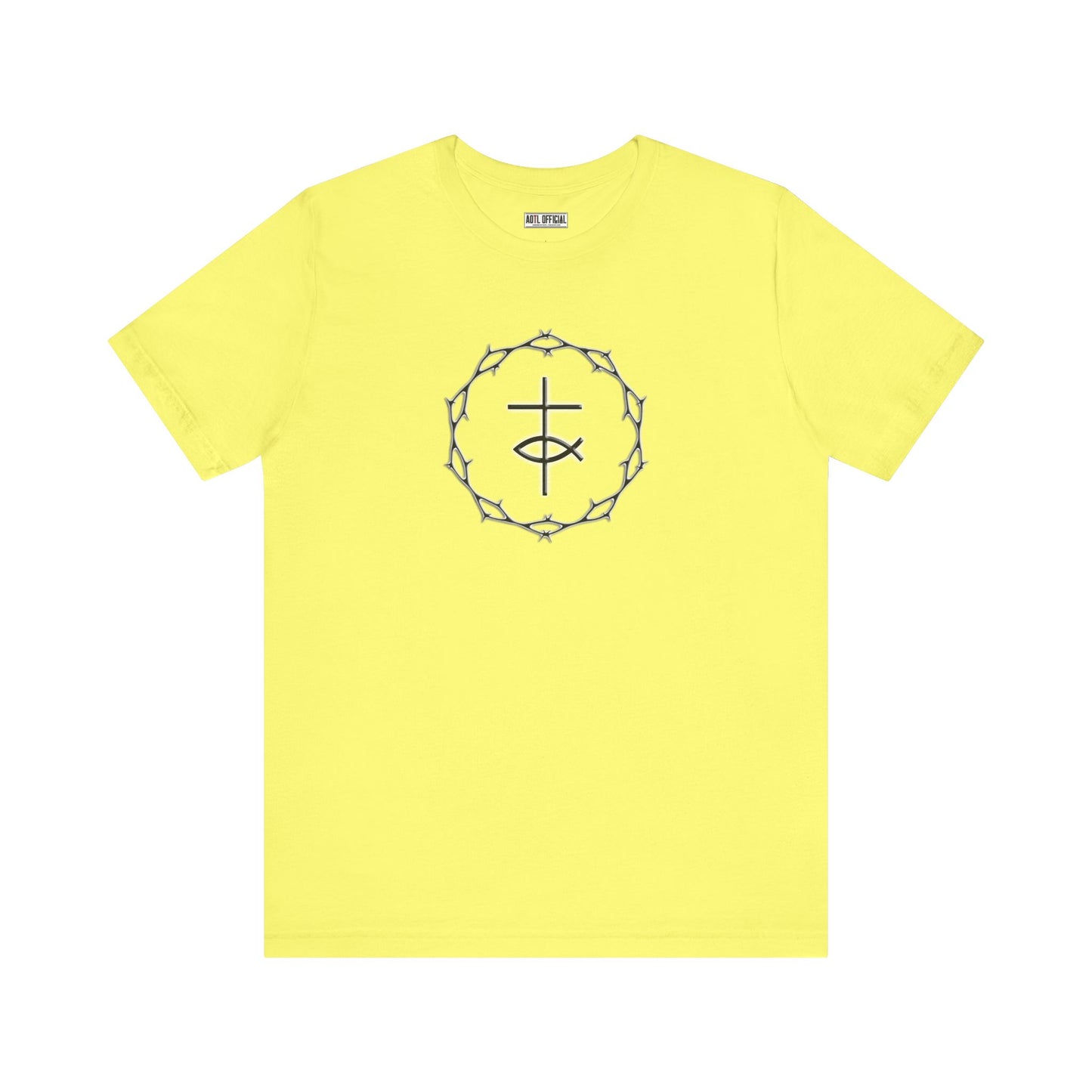 Circle of Thorns & Cross with Fish Unisex Jersey Short Sleeve Tee
