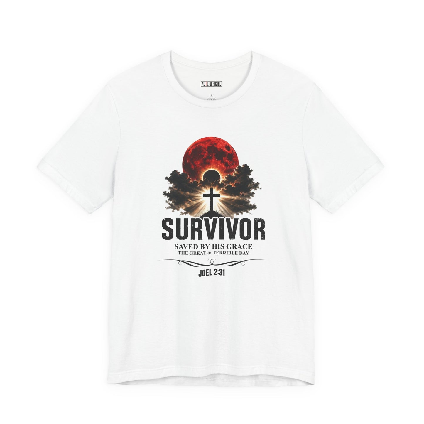 Survivor – Saved by His Grace (Joel 2:31) Unisex Short Sleeve Tee
