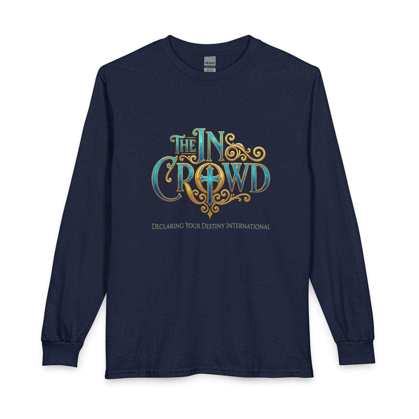 Ornate The In Crowd Blue & Gold Christian Long Sleeve Shirt