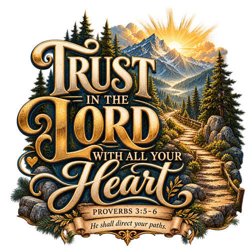 Trust in the Lord With All Your Heart – Proverbs 3:5-6 Mountain Path Design Christian Long Sleeve Shirt