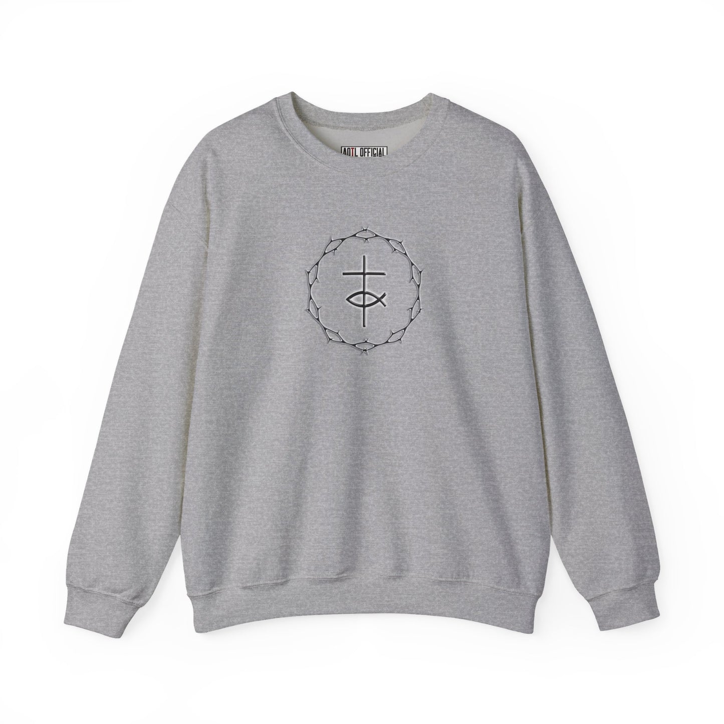 Circle of Thorns, Cross & Fish Unisex Heavy Blend™ Crewneck Sweatshirt