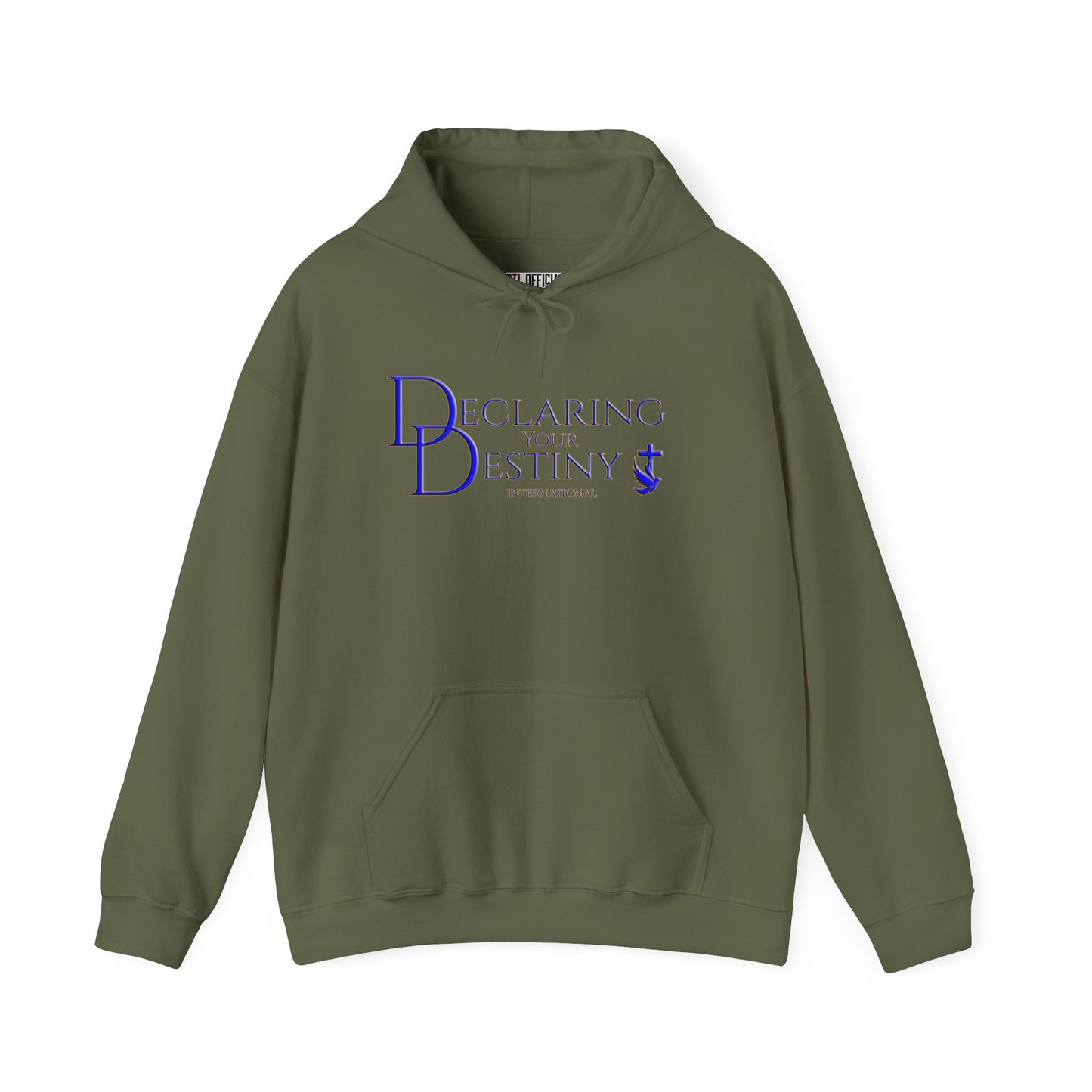 Declaring Your Destiny Blue & Gold logo/ Alpha & Omega Jesu Walking On Water Unisex Heavy Blend™ Hooded Sweatshirt